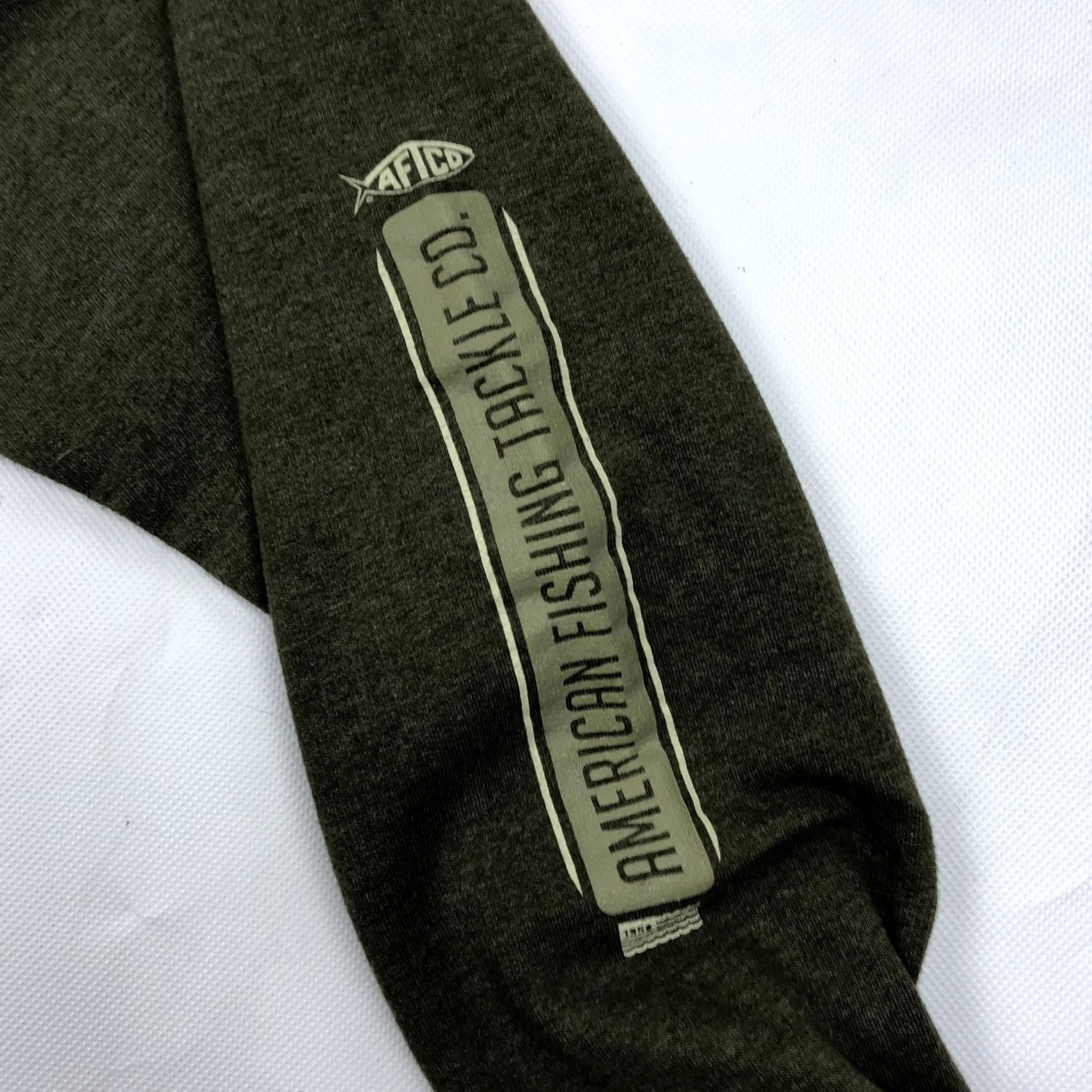 Vintage AFTCO Hoodies Pullover Women's Green Logo Graphic Print Drawstring Pockets Long Sleeve Cotton Blend Fleece L Size L / US 10 / IT 46 - 2 Thumbnail