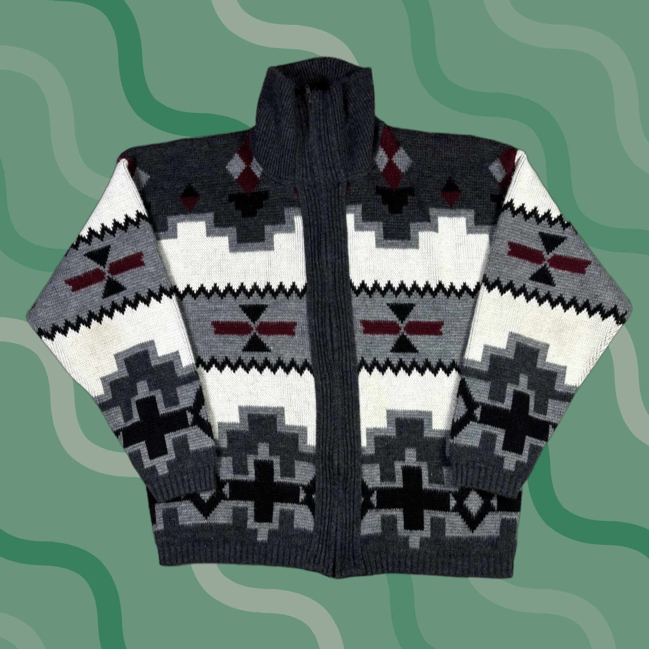Vintage VINTAGE Towncraft Full Zip Knitted Sweater Adult Large Acrylic Cottagecore Size US L / EU 52-54 / 3 - 1 Thumbnail