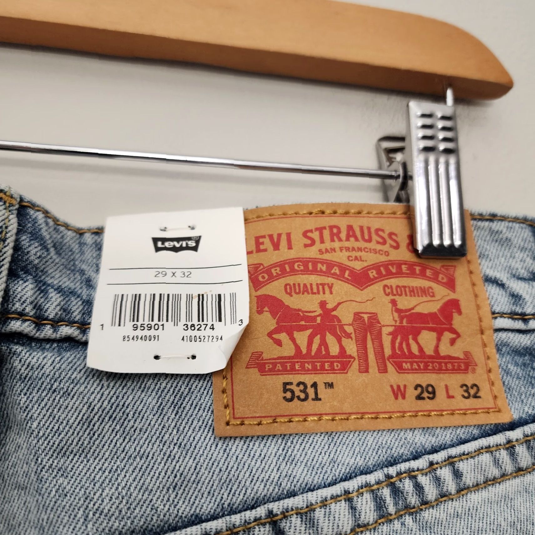 Levi's Levi's 531 Athletic Slim Fit Stretch Jeans 29x32 Blue Light Wash Distressed Denim Mens Jeans Slim Straight 5-Pocket Logo USA Size US 29 - 7 Thumbnail