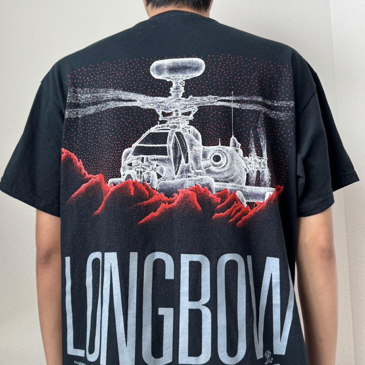 Vintage Vintage 1990 Black Hawk 'Longbow' Plane Graphics Tee Shirt Size US M / EU 48-50 / 2 - 2 Thumbnail