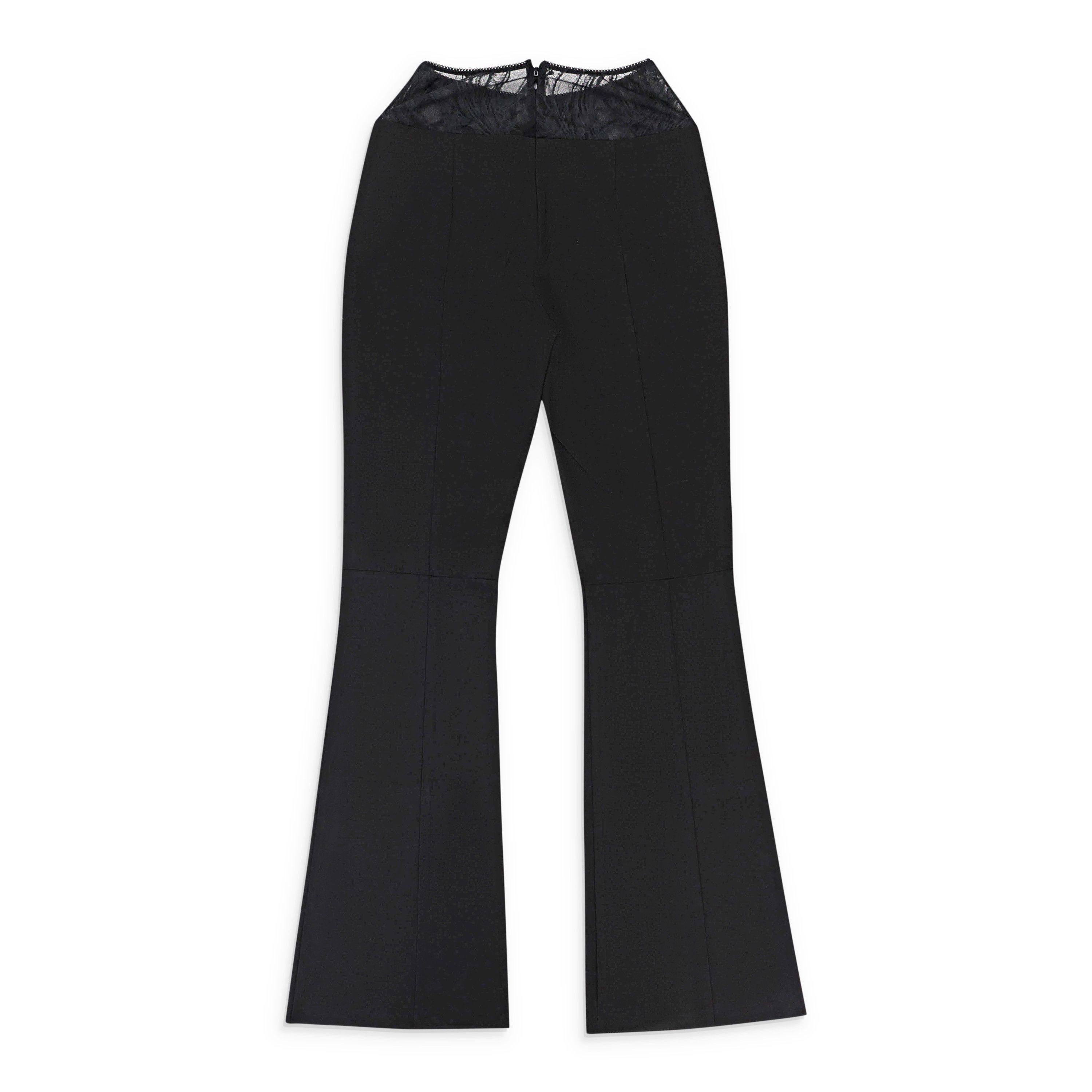 Black Lace Waist Wide Leg Pants Size 4/40
