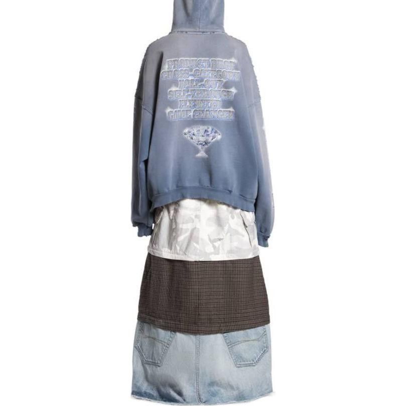 Balenciaga o1srvl11e0825 Dup / SNBN Hoodie Large Fit in Blue Size XL / US 12-14 / IT 48-50 - 4 Thumbnail