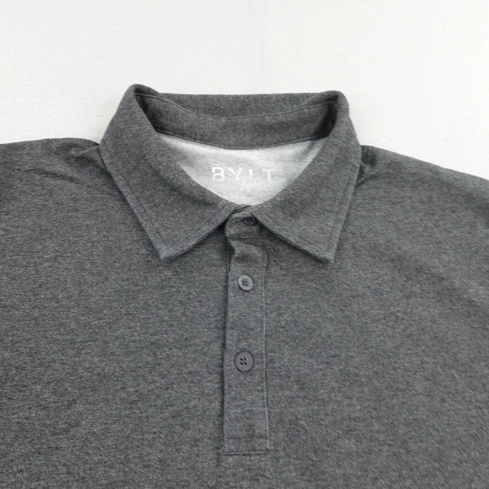 Vintage BYLT Polo Shirt Mens Medium Gray Drop-Cut Fit Performance Casual Golf Stretch Size US M / EU 48-50 / 2 - 2 Thumbnail
