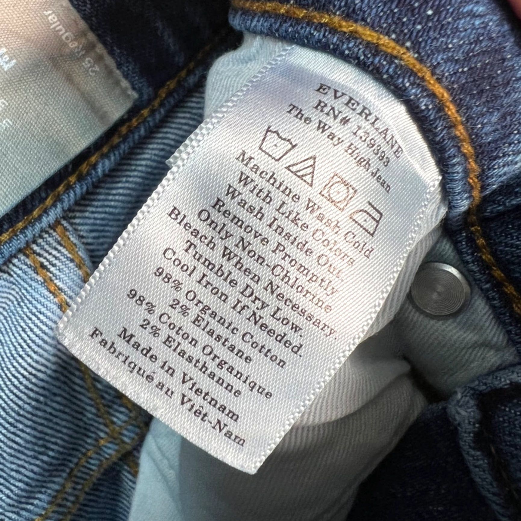 Everlane VINTAGE Everlane Jeans Womens 25 The Way High Rise Organic Cotton Blue Denim Straight Jeans Size 42" / US 20 - 4 Thumbnail
