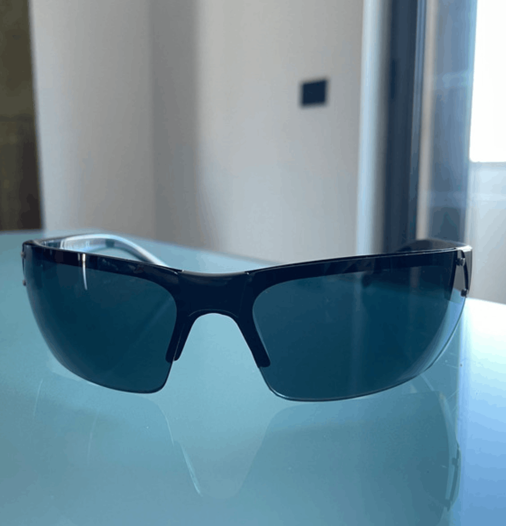 Prada × Vintage PRADA Sunglasses Rectangle Wrap Shield Metal Symbole Sport Size ONE SIZE - 2 Thumbnail