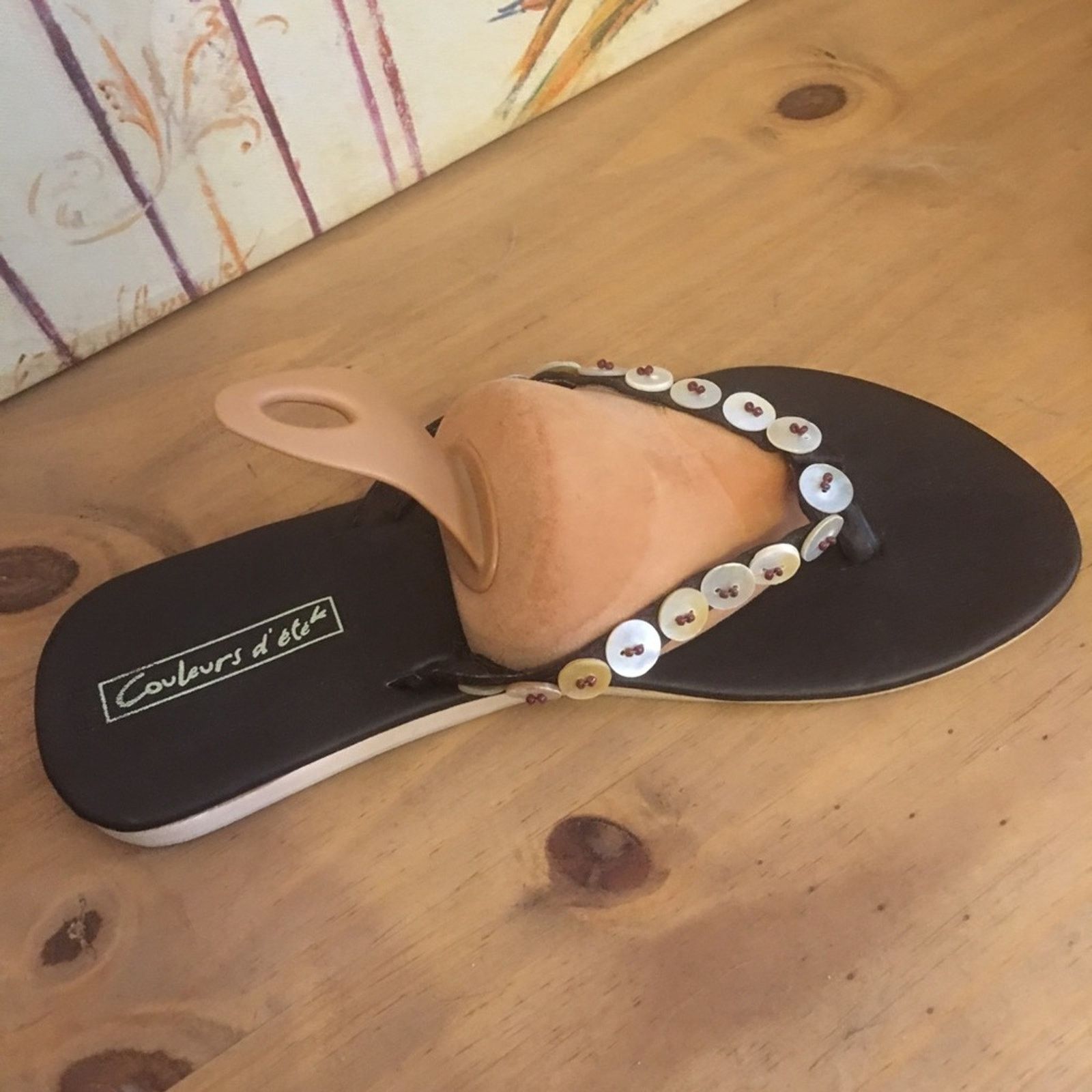 Other Couleurs d’ ete brown thong sandals beaded 8.5 Size US 8.5 / IT 38.5 - 3 Thumbnail