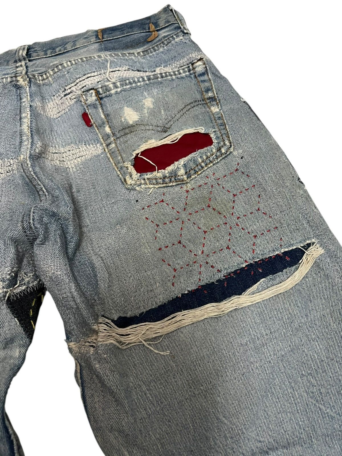Levi's Reconstruc💥Vintage 70’Levis 501 Rindem Selvedge Sashiko Boro Size US 32 / EU 48 - 16 Thumbnail