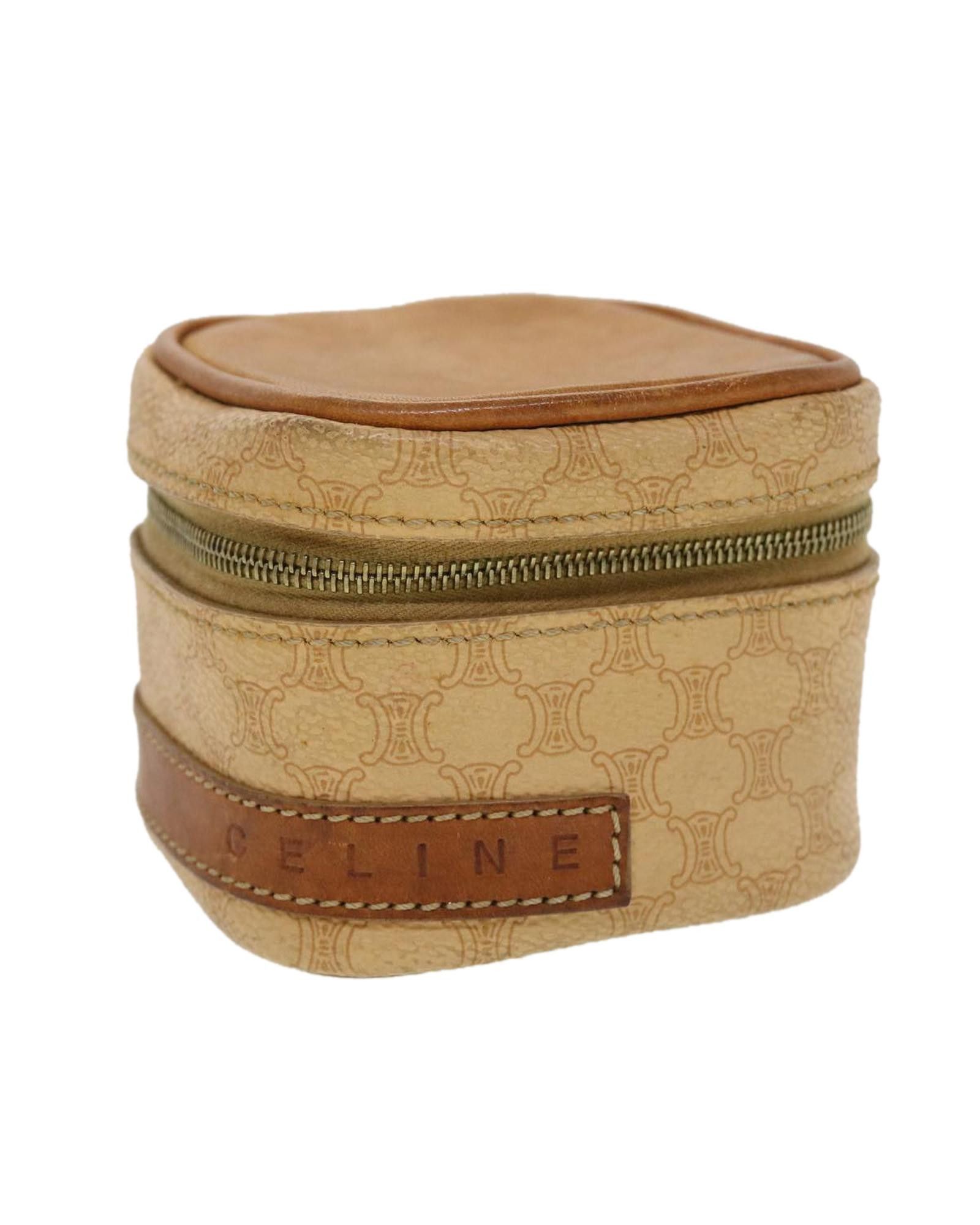 image of Celine Canvas Pouch With Pvc Leather Detail - Beige, Women's