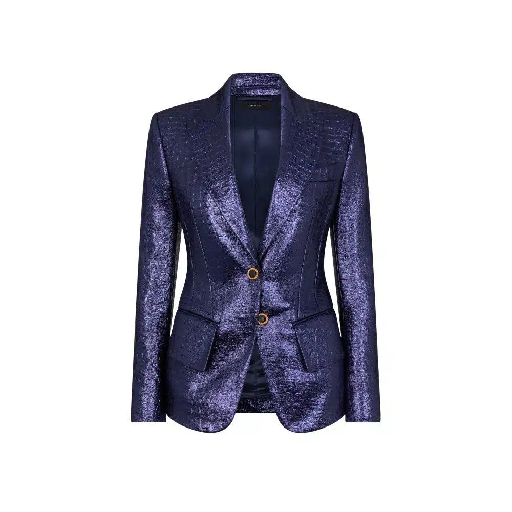 Tom Ford o1loc1c0325 GI2975 Croc Embossed Jacket in Blue Size M / US 6-8 / IT 42-44 - 1 Thumbnail
