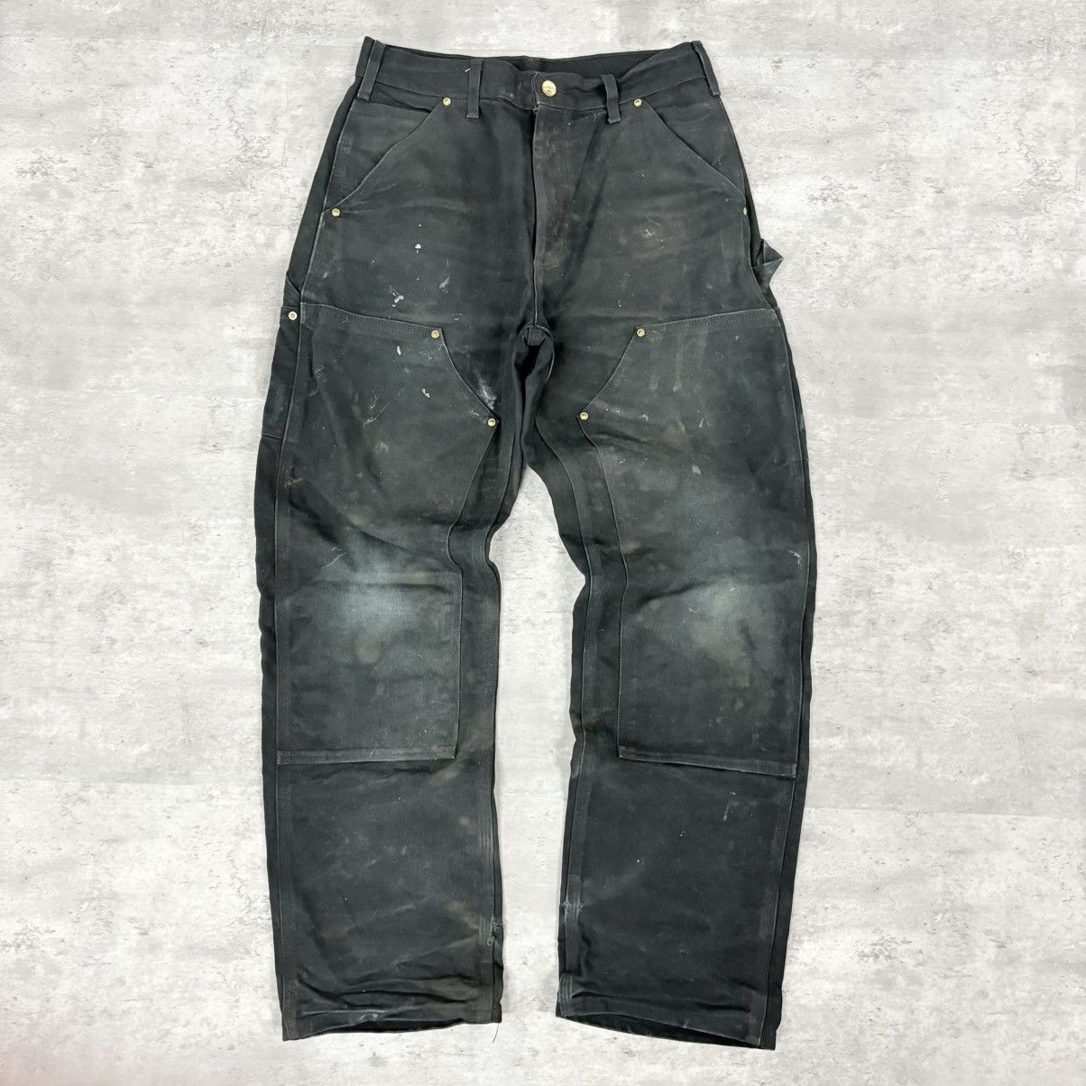 Carhartt × Vintage 90s crazy distressed vintage Carhartt double knee faded blk Size US 30 / EU 46 - 1 Thumbnail