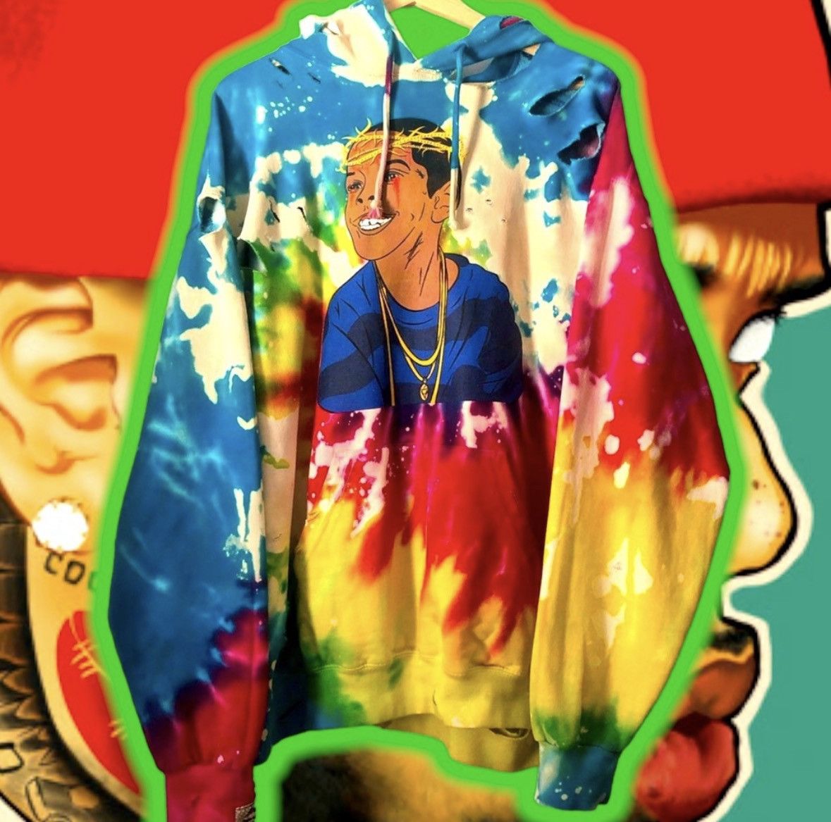 Rap Tees 🆕 OG Tye Dye FLyGoD 🤲🏼 ReBiRTH ♻️ HOoDie⚖️🦂 Size US M / EU 48-50 / 2 - 5 Thumbnail