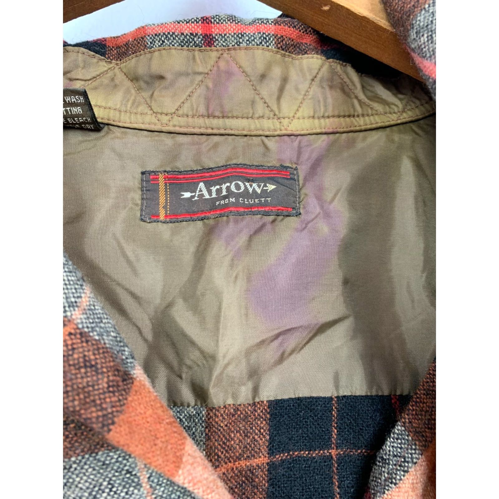 Arrow VINTAGE Arrow Cluett Orange Black Long Sleeve Plaid Wool Blend Shirt Korea XL Size US XL / EU 56 / 4 - 6 Thumbnail