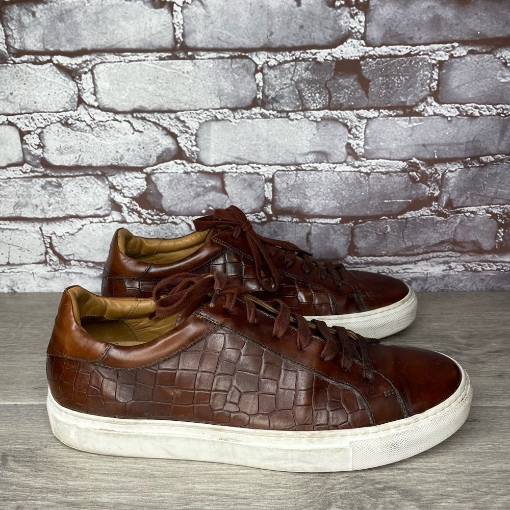Johnston & Murphy Johnston & Murphy Jake Brown Leather Croc Embossed Lace Up L Size US 9 / EU 42 - 2 Thumbnail