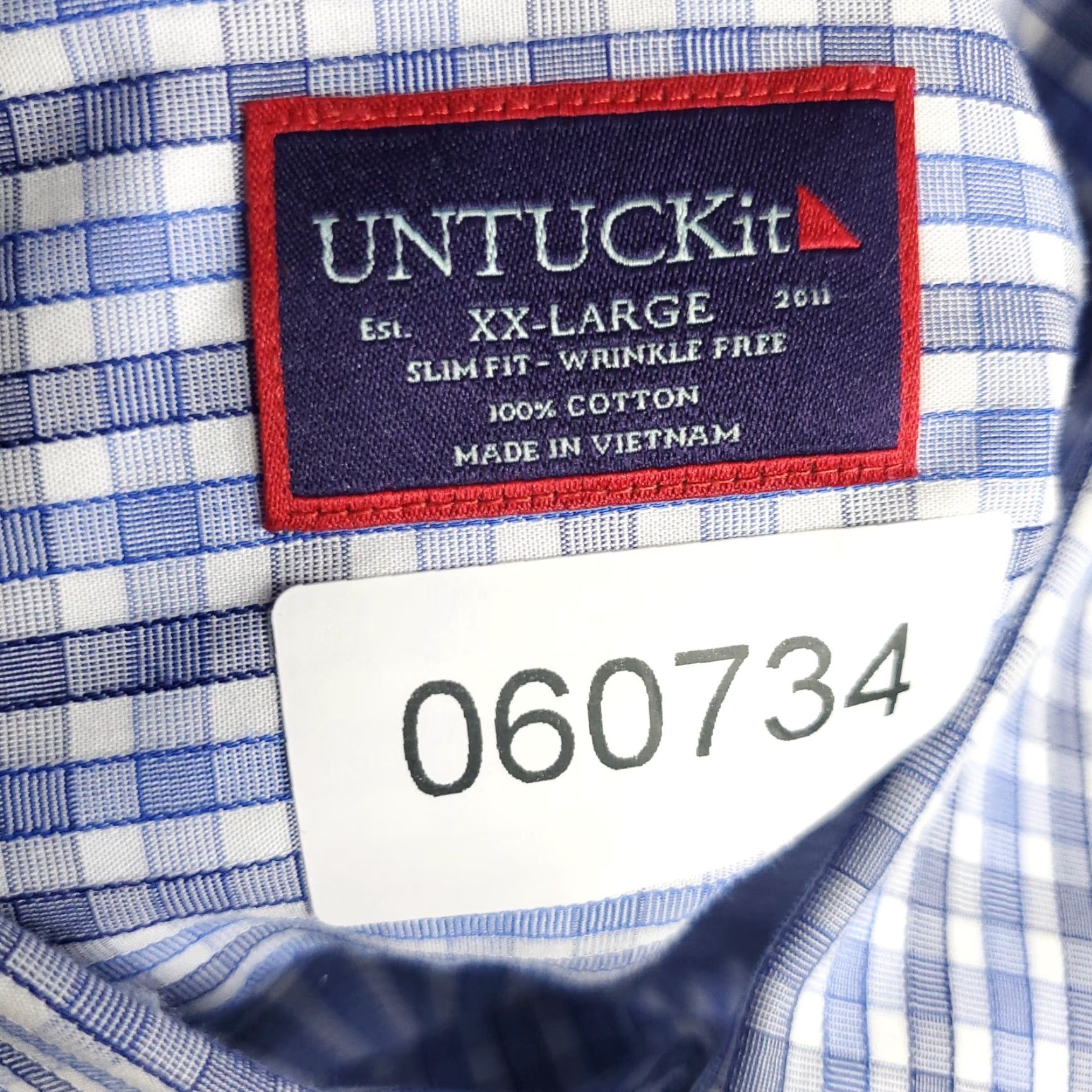 UNTUCKit UNTUCKit Shirt Mens 2XL Blue Plaid Slim Fit Button-Up Long Sleeve Casual Shirt Size US XXL / EU 58 / 5 - 7 Thumbnail