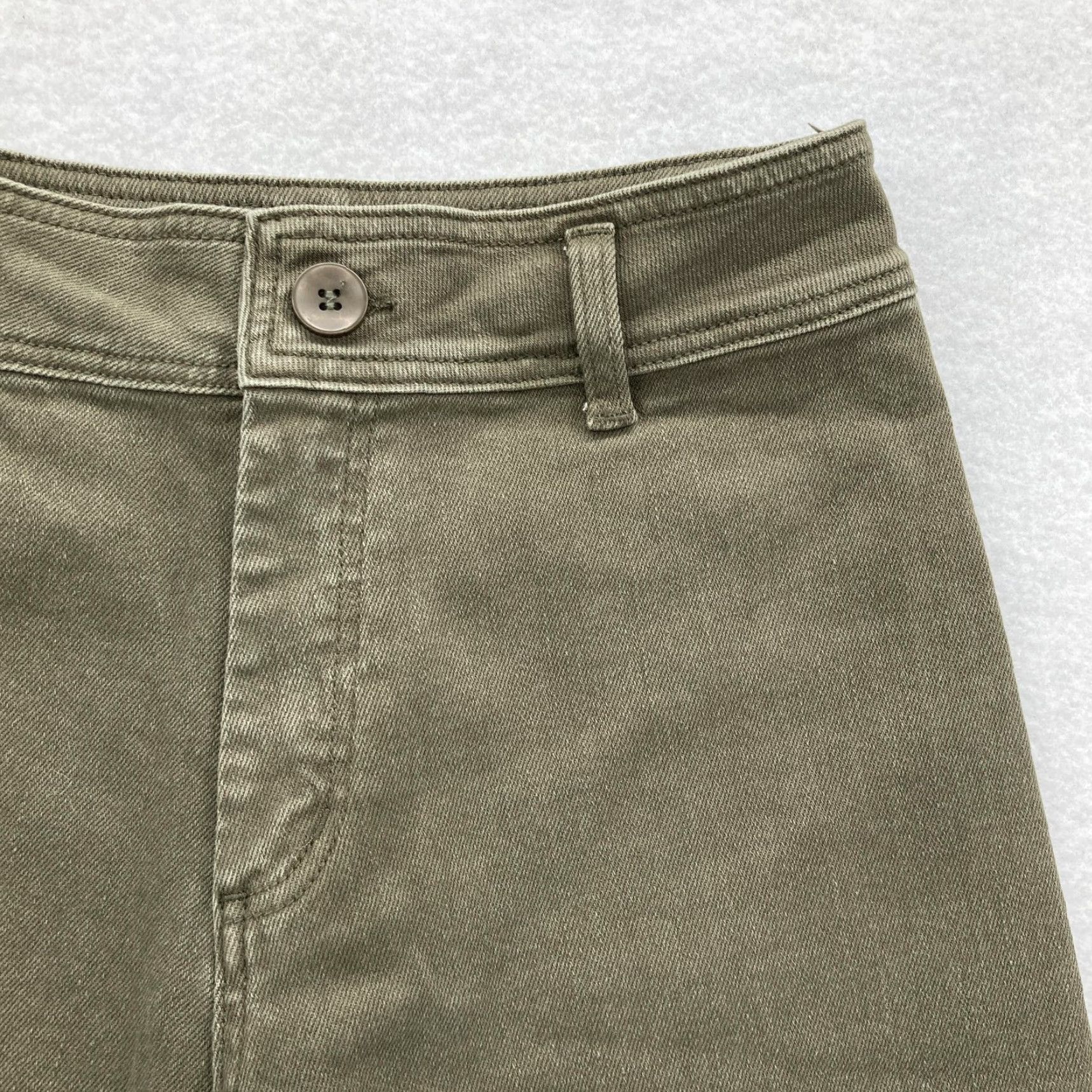 Olive Miou Muse Jeans Womens Medium Olive Green High Rise Wide Leg Cropped Raw Hem Size 32" / US 10 / IT 46 - 3 Thumbnail