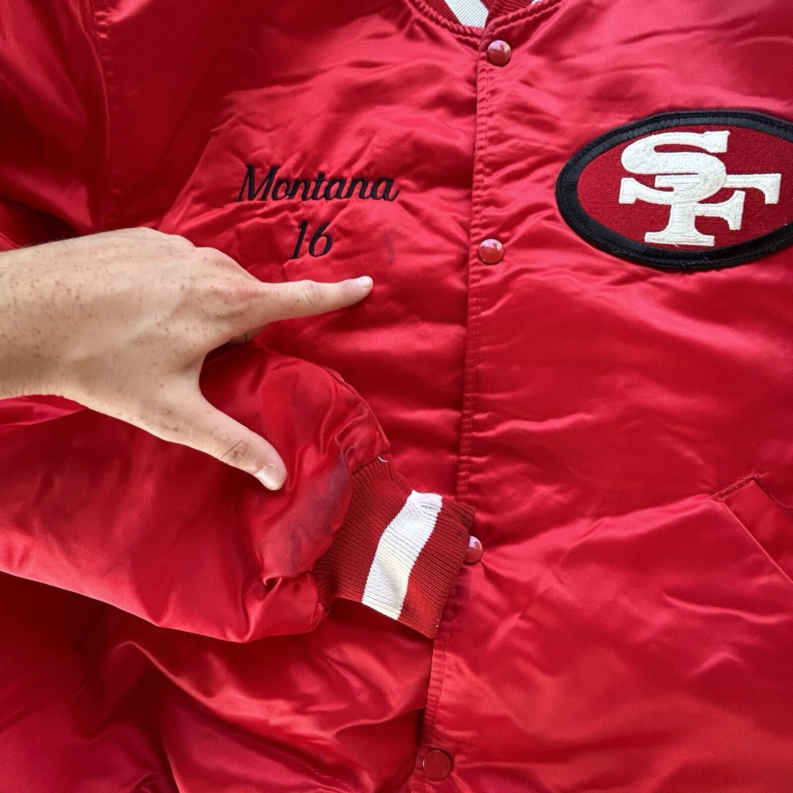 Starter San Francisco 49ers Joe Montana Bomber Jacket Super Bowl Size US XL / EU 56 / 4 - 12 Thumbnail