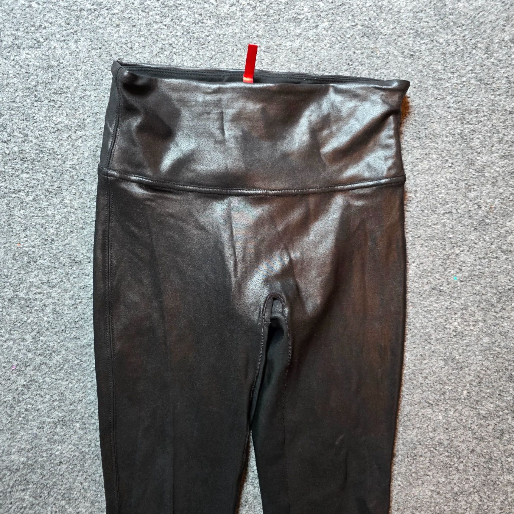 Spanx Spanx Pants Women Medium Black Faux Leather Stretch Casual Capsule Minimal Leggings Size 32" / US 10 / IT 46 - 2 Thumbnail