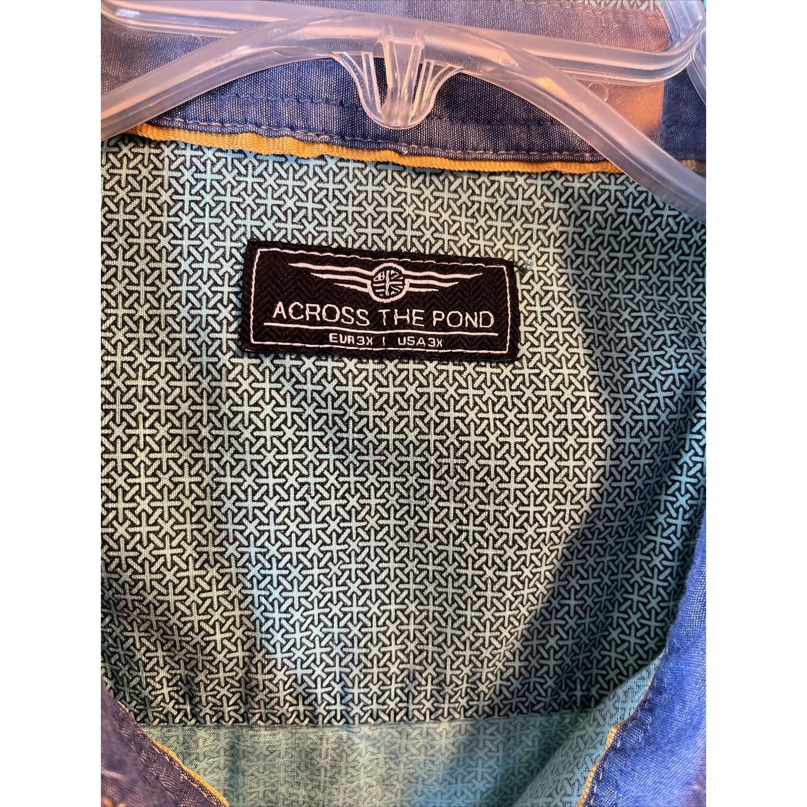 Other Across The Pond Men’s 3X Blue Green Button Down Cotton Shirt Size US XXL / EU 58 / 5 - 2 Thumbnail