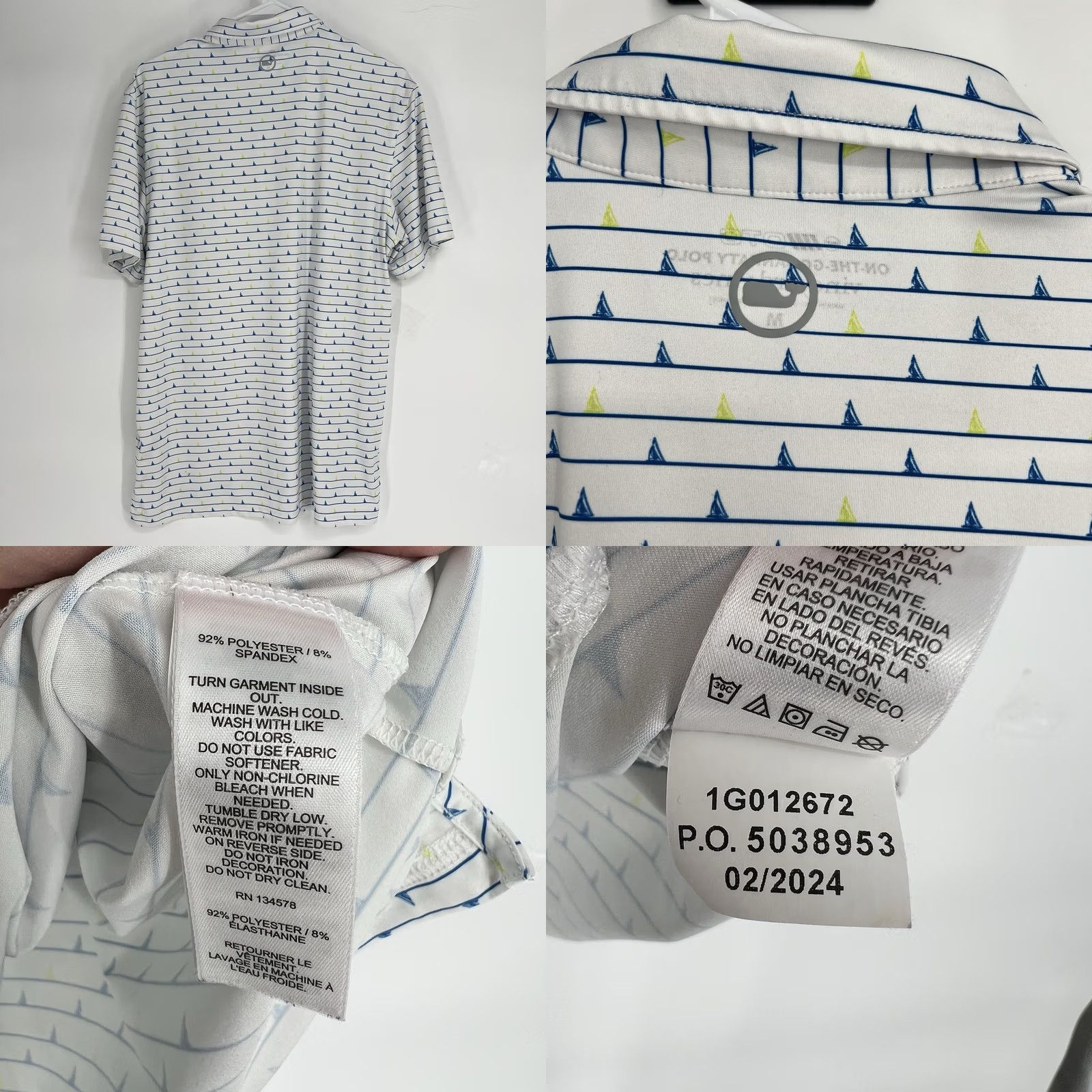 Vineyard Vines Vineyard Vines OTG Sankaty Golf Polo Shirt White Geometric Short Sleeve Regular M Men's Polo Shirt Size US M / EU 48-50 / 2 - 8 Thumbnail