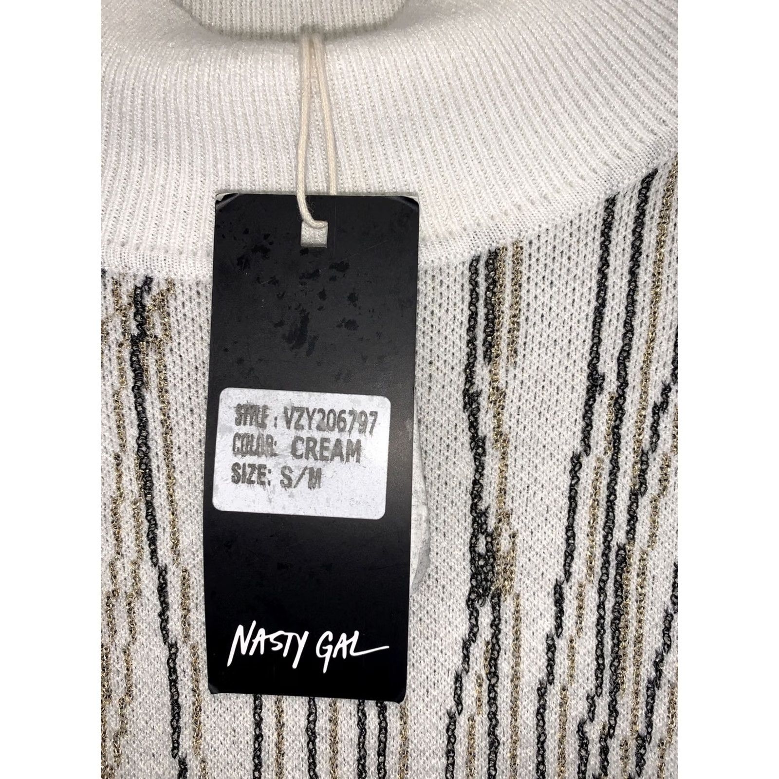 Nasty Gal Nasty Gal Metallic Puff Shoulder Jumper Cream S/M Womens Sweater NWT-10924 Size S / US 4 / IT 40 - 3 Thumbnail
