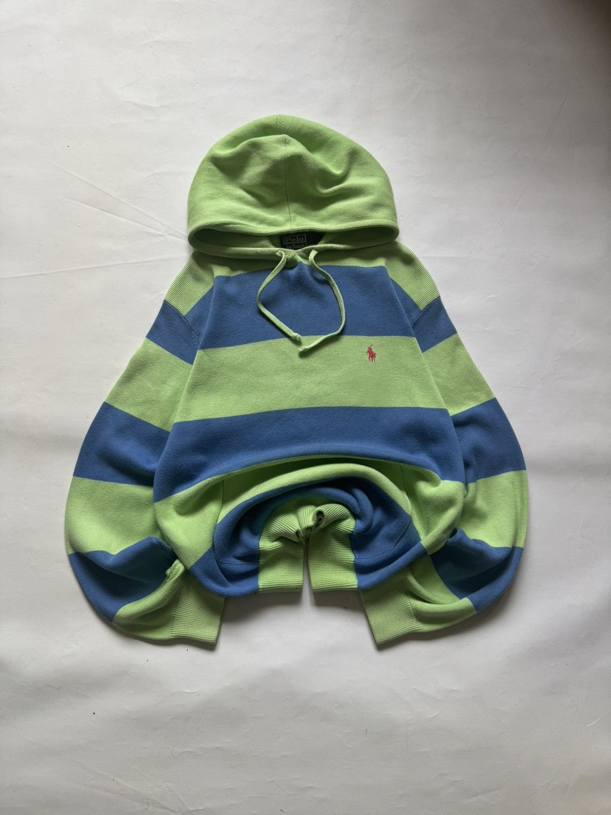 Polo Ralph Lauren Polo Ralph Lauren Green Striped Hoodie Vintage Streetwear Size US M / EU 48-50 / 2 - 1 Thumbnail