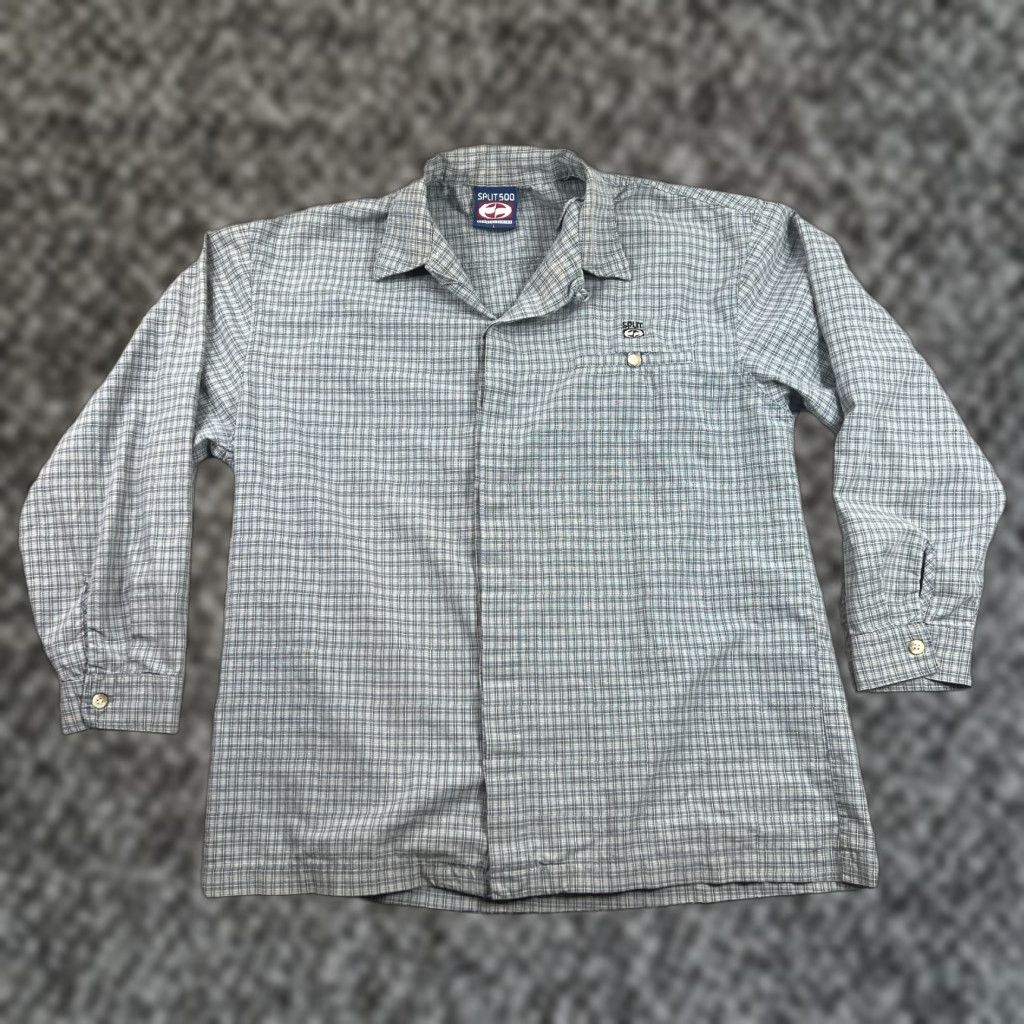 Vintage VINTAGE Split Shirt Mens L Blue Plaid Long Sleeve Button Up 90s Y2K Surf Retro Streetwear Size US L / EU 52-54 / 3 - 1 Thumbnail