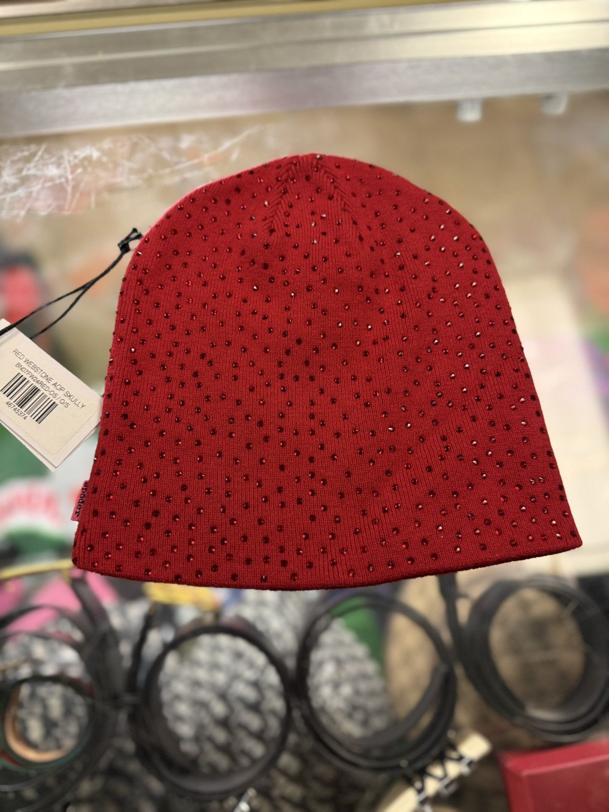 Sp5der Spider RinsStone Crystal Beanie Red Brand New Size ONE SIZE - 1 Thumbnail