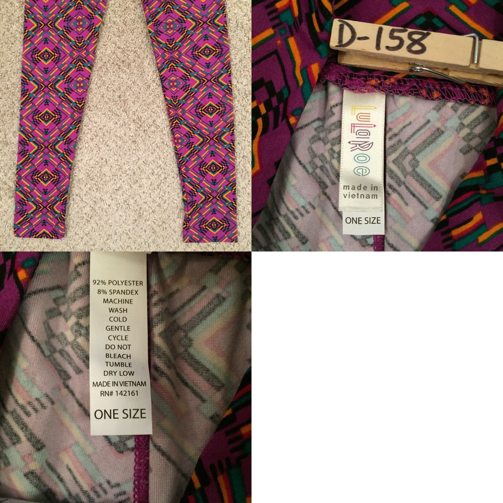 Vintage VINTAGE LuLaRoe Leggings One Size OS Purple Geometric NWOT Size 42" / US 20 - 8 Thumbnail
