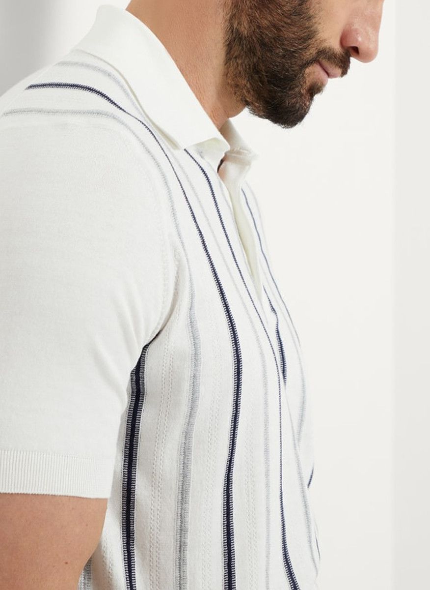 Brunello Cucinelli o1la1rc1a0425 Polo Sweater in White Size US M / EU 48-50 / 2 - 4 Thumbnail