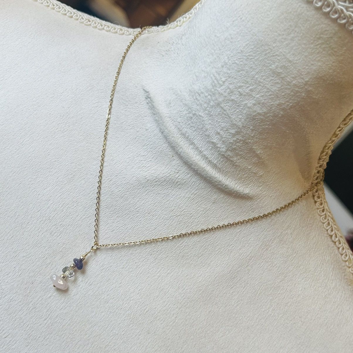 Handmade Handcrafted amethyst rose quartz crystal necklace set Size ONE SIZE - 4 Thumbnail