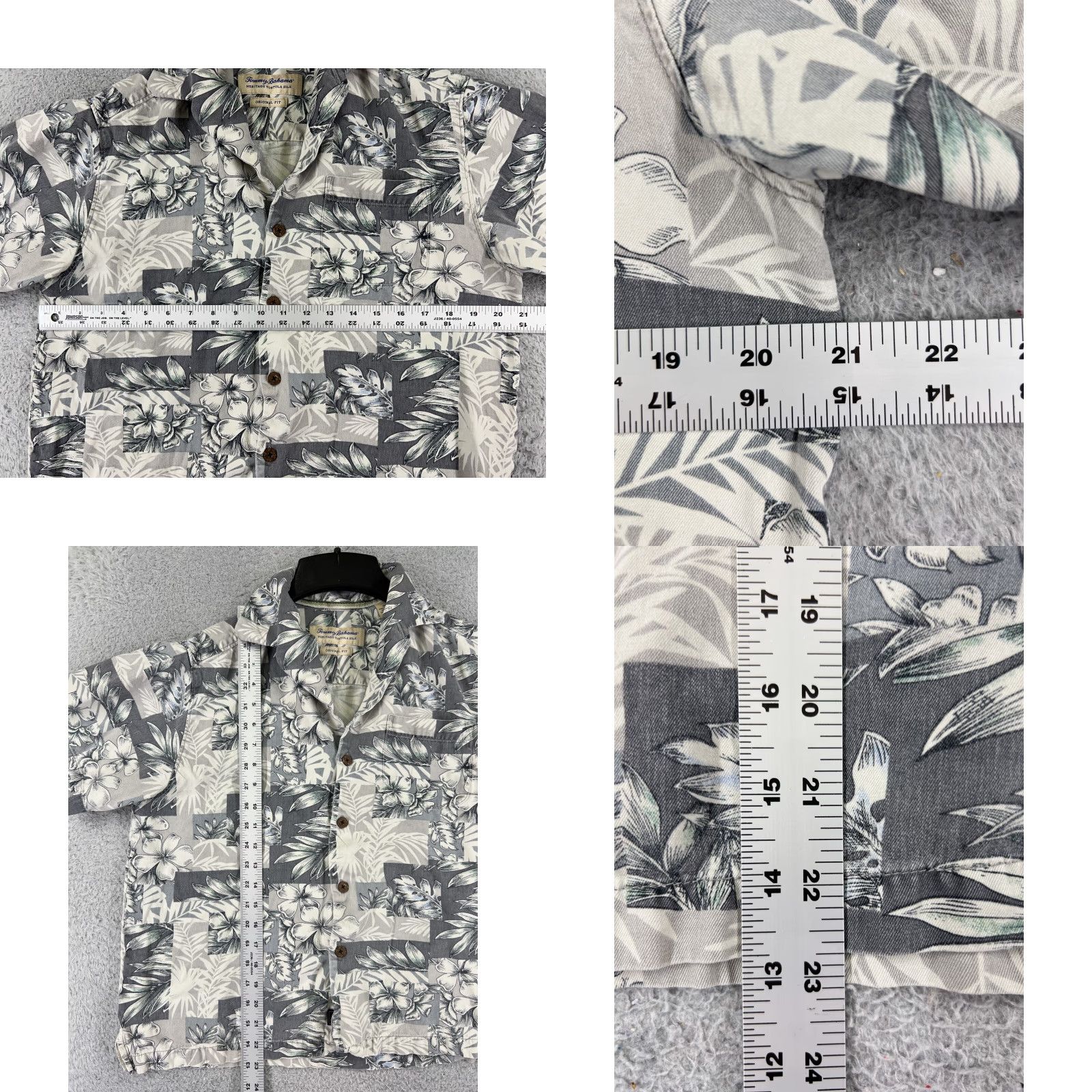Tommy Bahama Tommy Bahama Shirt Men Small Gray Floral Silk Button-Up Short Sleeve Vacation Aloha Beach Resort - Mens Size US S / EU 44-46 / 1 - 8 Thumbnail