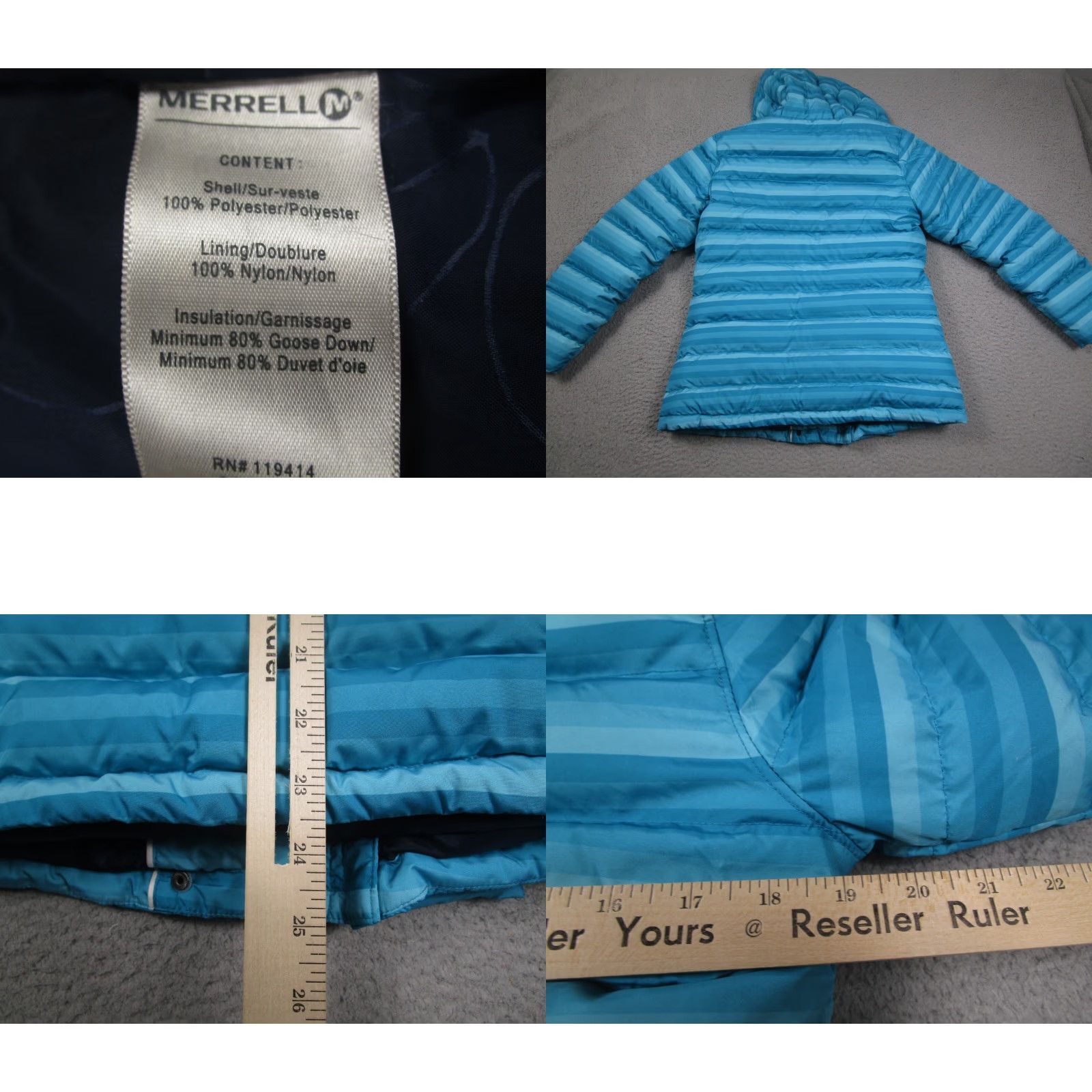 Merrell Merrell Down Jacket Womens Small Blue Striped Full Zip Snap Button Pockets Size S / US 4 / IT 40 - 8 Thumbnail