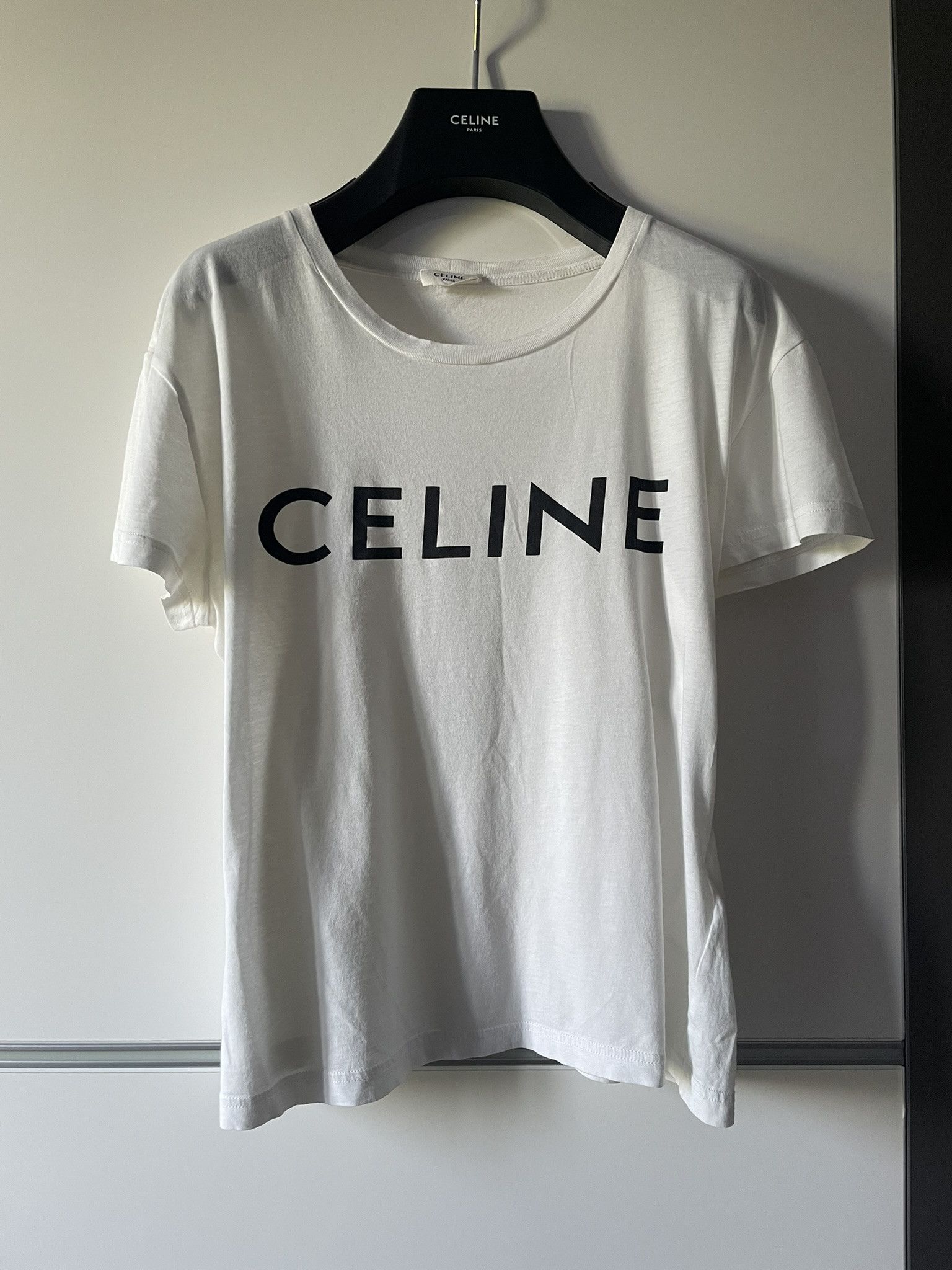 Celine Celine White Logo T Shirt Size L / US 10 / IT 46 - 1 Thumbnail