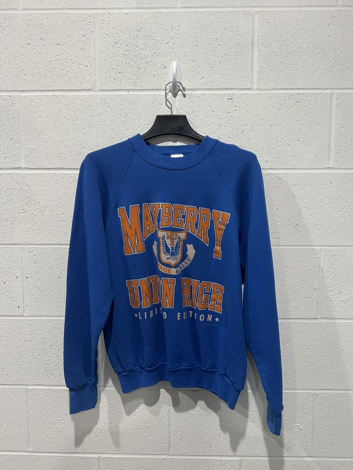 Fruit Of The Loom Vintage Mayberry Union High Crewneck Size Large Blue Size US L / EU 52-54 / 3 - 1 Thumbnail