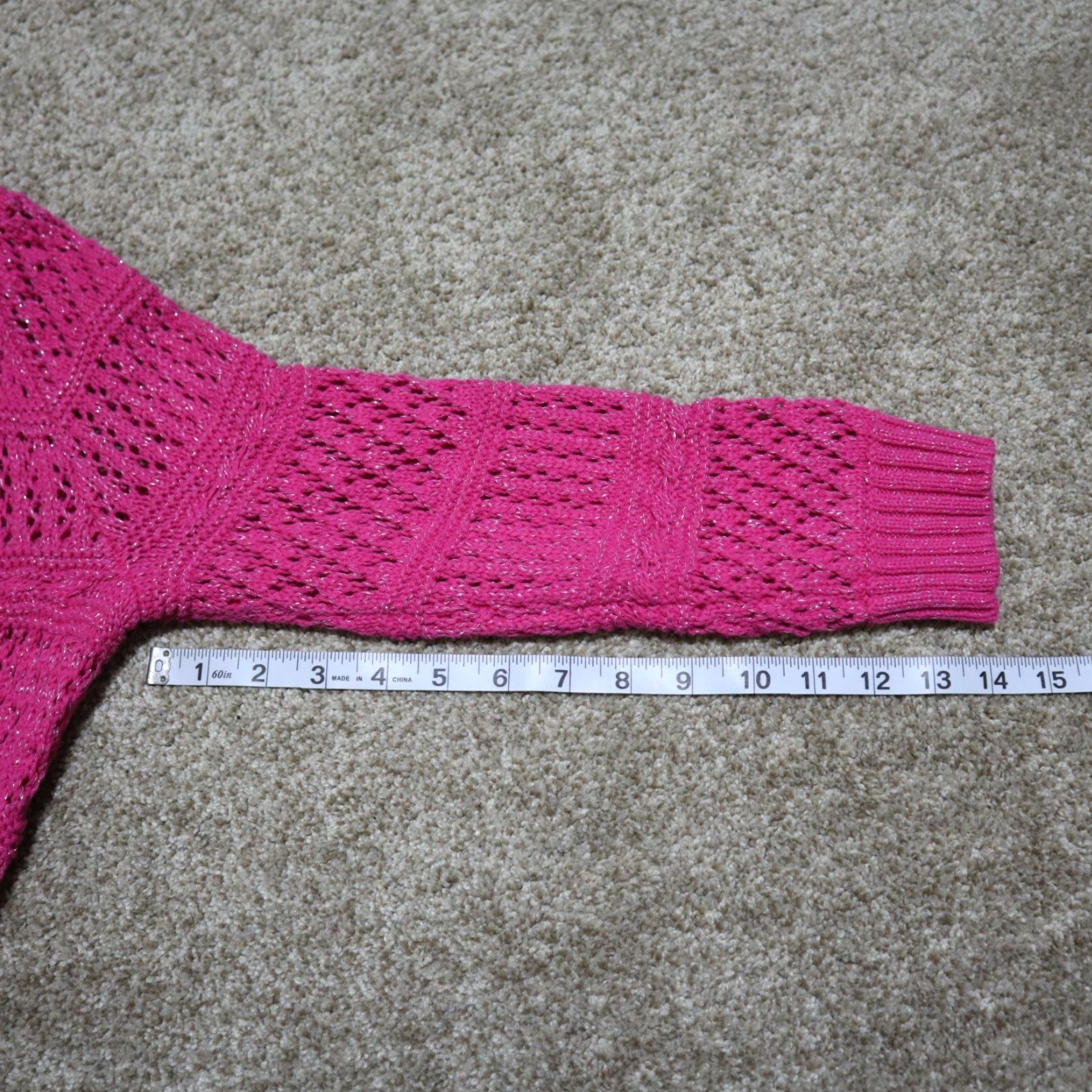 Pinko Kim Rogers Sweater Women's M Pink Knit Cable-Knit V-Neck Long Sleeve Pullover Adult Womens Size M / US 6-8 / IT 42-44 - 6 Thumbnail