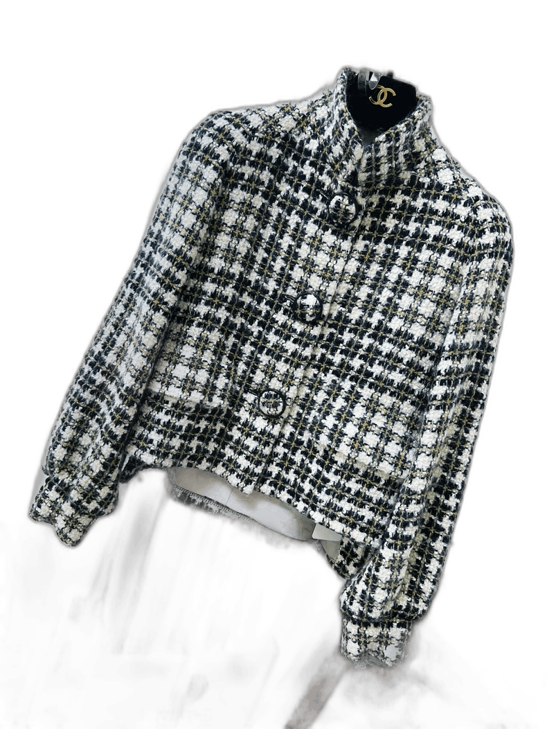 Chanel Chanel Black White Green Plaid Button Jacket Size M / US 6-8 / IT 42-44 - 1 Thumbnail