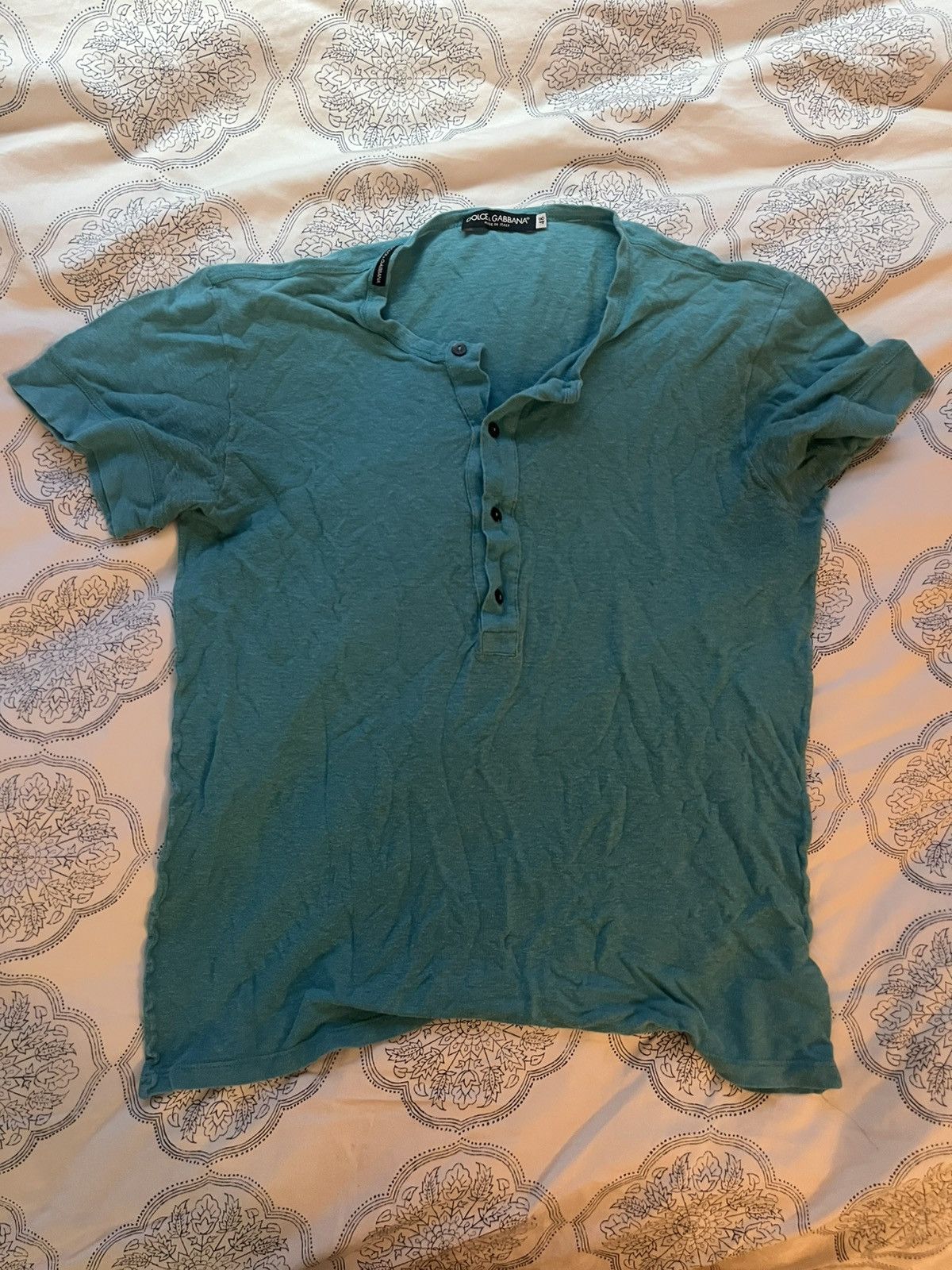 Dolce & Gabbana Dolce & Gabbana Teal Buttoned T Shirt Size US L / EU 52-54 / 3 - 2 Thumbnail