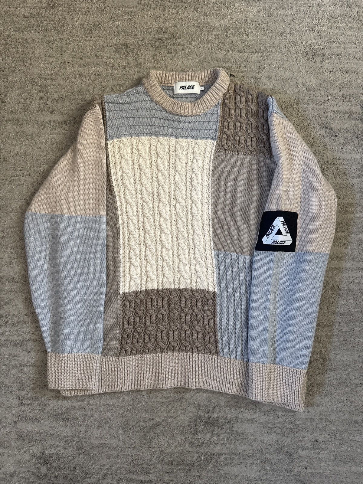 Palace Palace cable knit sweater P logo | Grailed