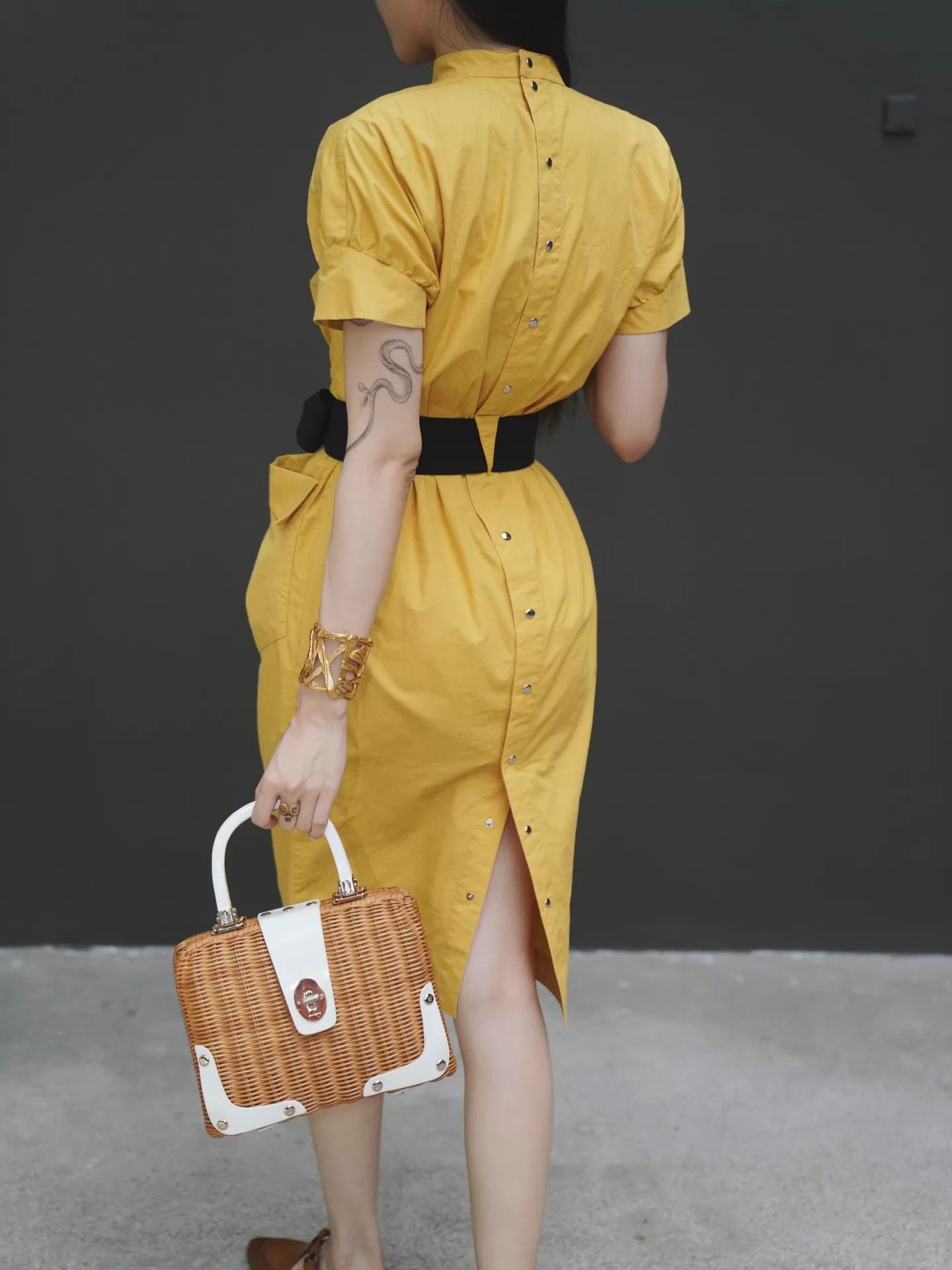 Other Vieuxnew Sunset Gold Killer Plunging Waist-Cinched M/L Dress Size XS / US 0-2 / IT 36-38 - 8 Thumbnail