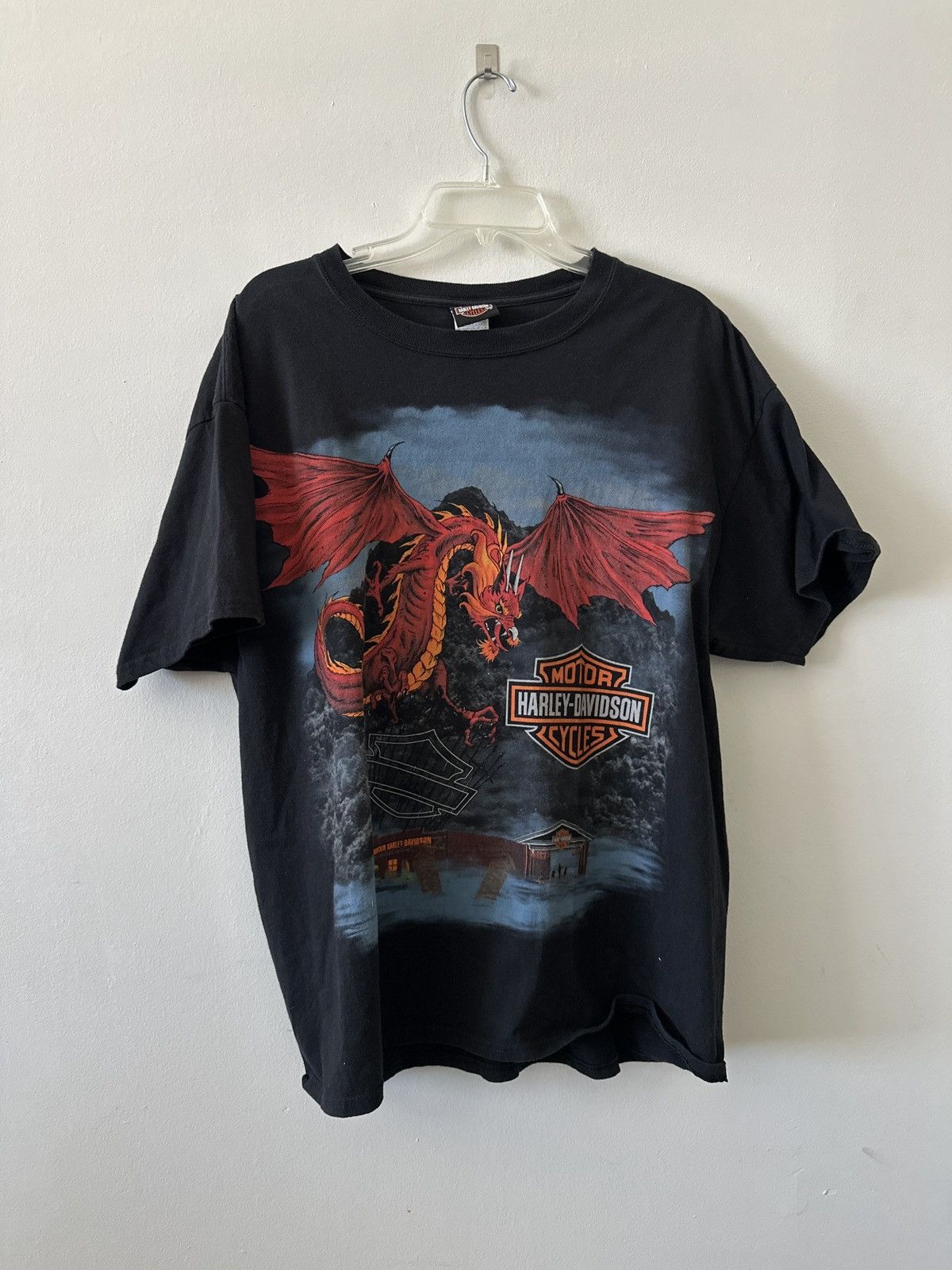 image of Harley Davidson Dragon Full Print in Black, Men's (Size XL)