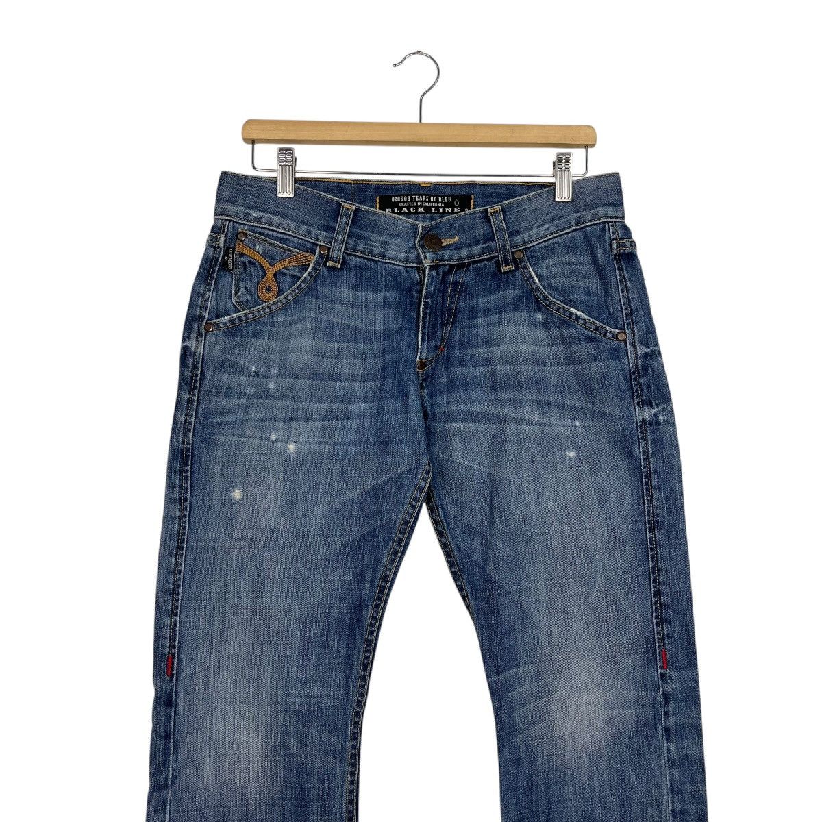 Japanese Brand Vintage 90s 020608 Tears Of Bleu Black Line Denim Size 32" / US 10 / IT 46 - 3 Thumbnail