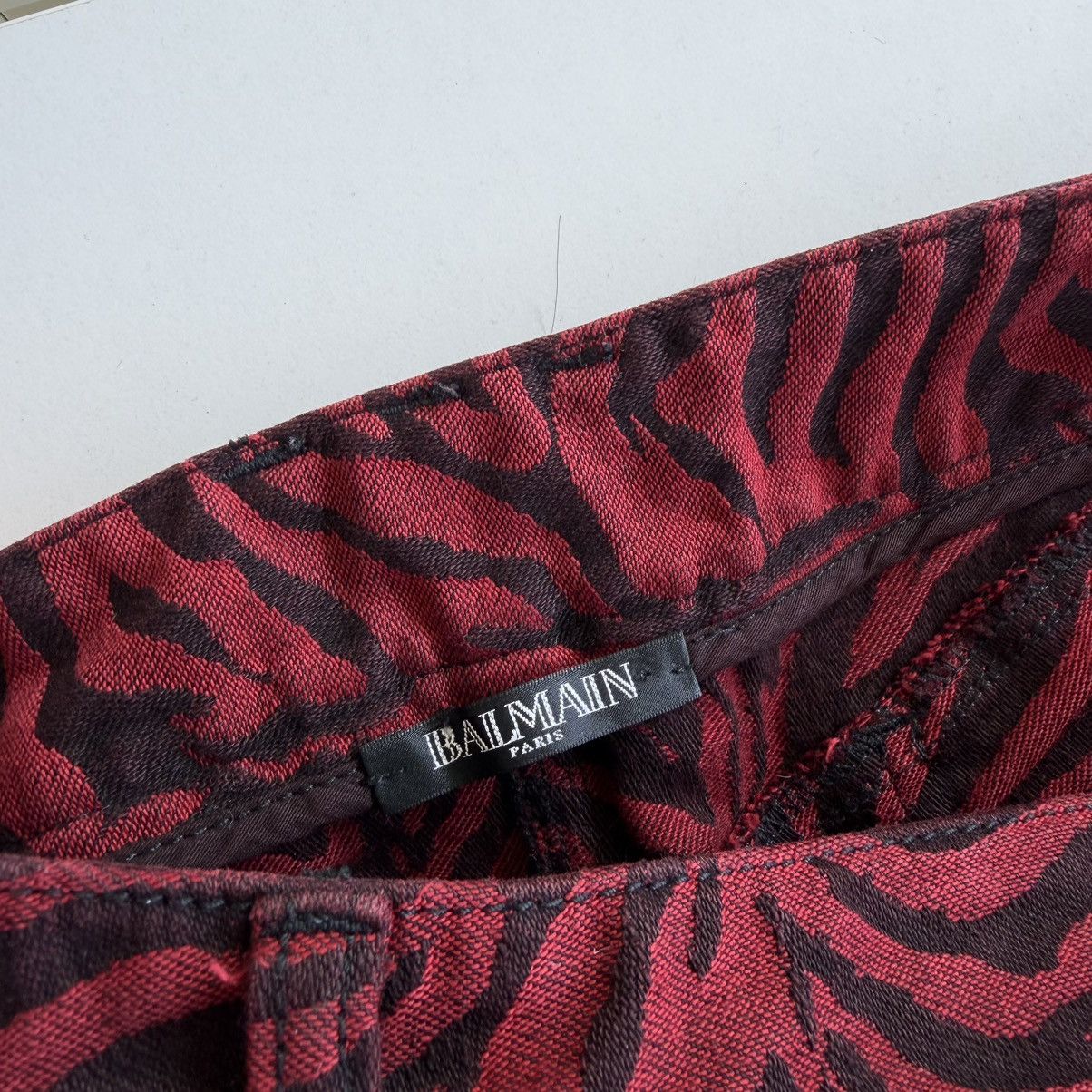 Balmain Balmain Decarnin Era Zebra Biker Jeans Red Size 40 Size 30" / US 8 / IT 44 - 17 Thumbnail