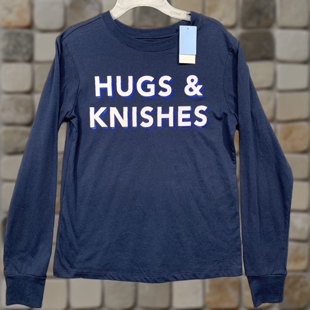Vintage Zoe + Liv T-Shirt XS Long Sleeve Navy Blue White Hugs & Knishes NWT Womens Casual Knit Cotton Blend Size XS / US 0-2 / IT 36-38 - 1 Thumbnail