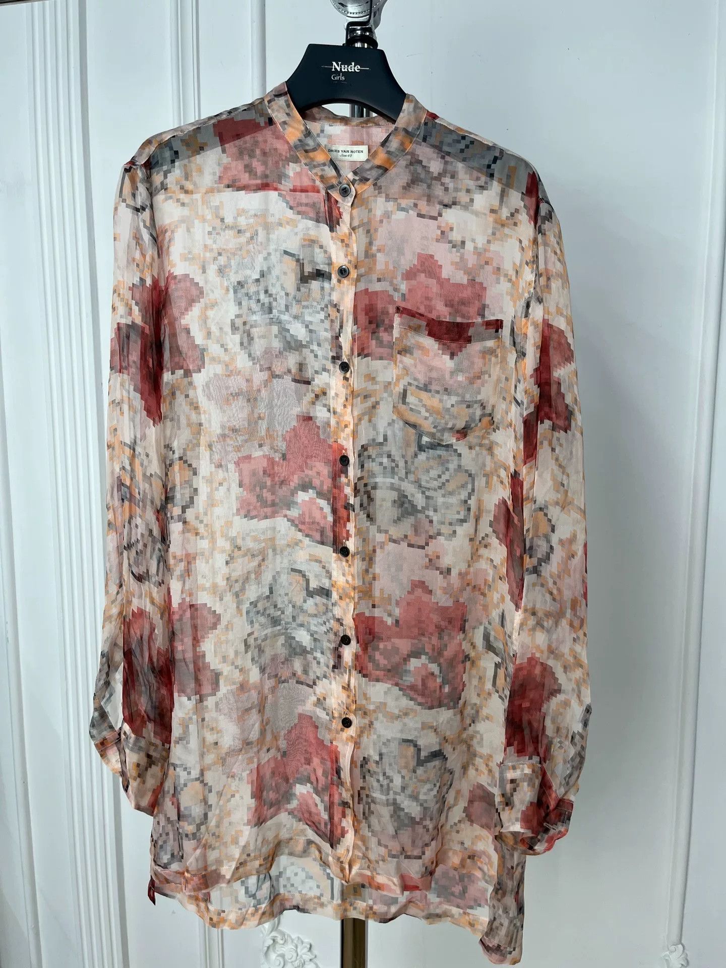 Dries Van Noten mosaic hibiscus print blouse Size L / US 10 / IT 46 - 1 Thumbnail