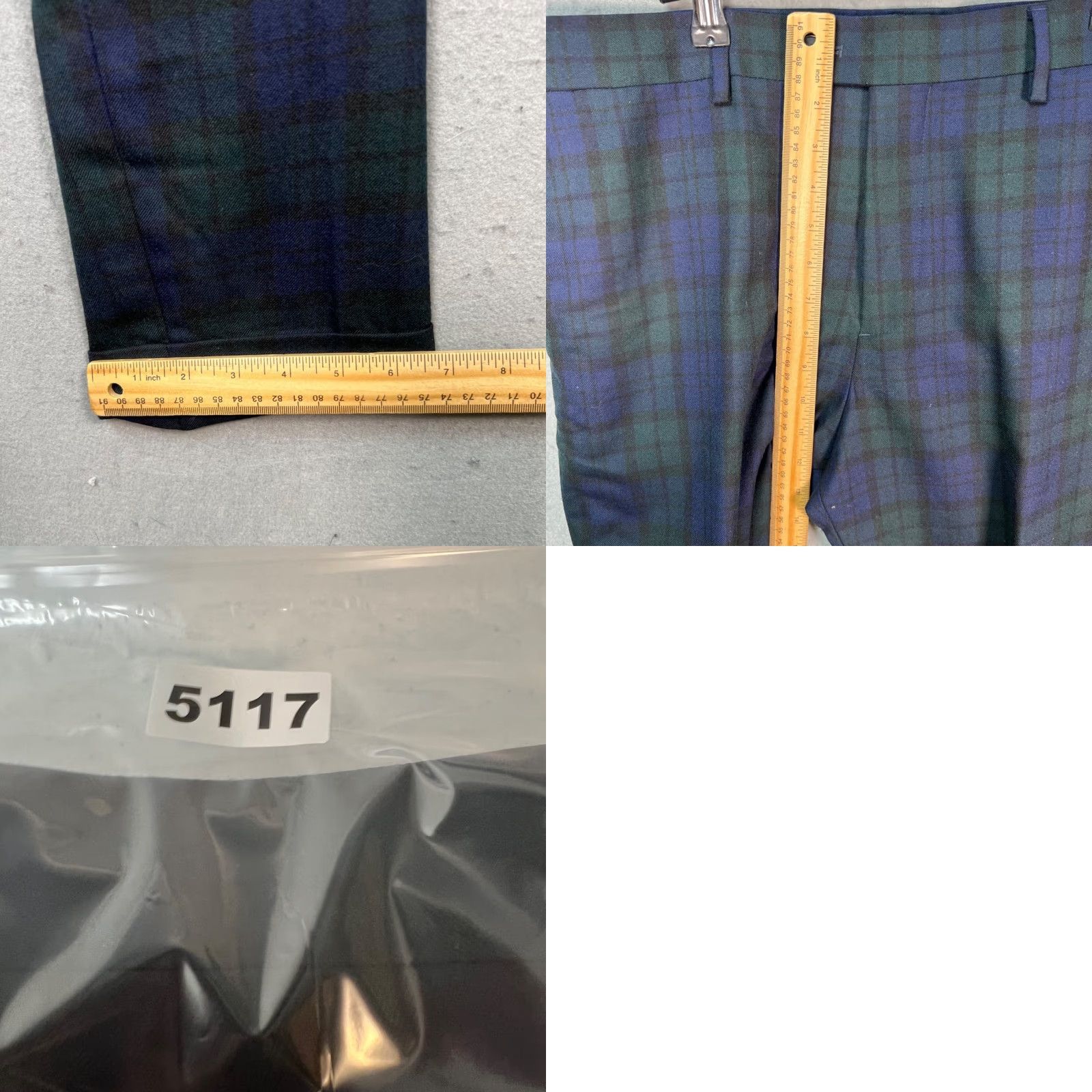 Banana Republic Banana Republic Mens Dress Pants 33 Blue & Green Plaid Tapered Wool Blend Size US 33 - 8 Thumbnail