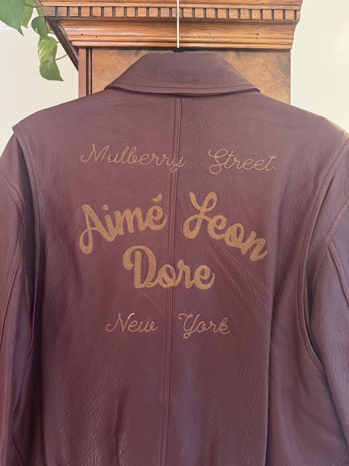 Aime Leon Dore Aime Leon Dore Burgundy Leather Jacket with Back Embroidery Size US M / EU 48-50 / 2 - 4 Thumbnail