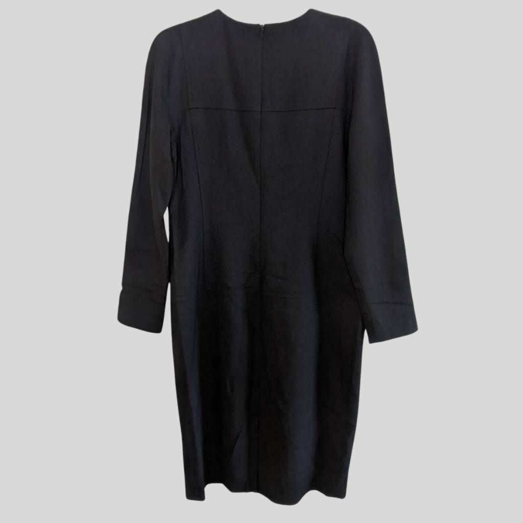 Evan Picone Evan Picone Black Wool Dress Size 10 Vintage Long Sleeve Lin Size L / US 10 / IT 46 - 2 Thumbnail