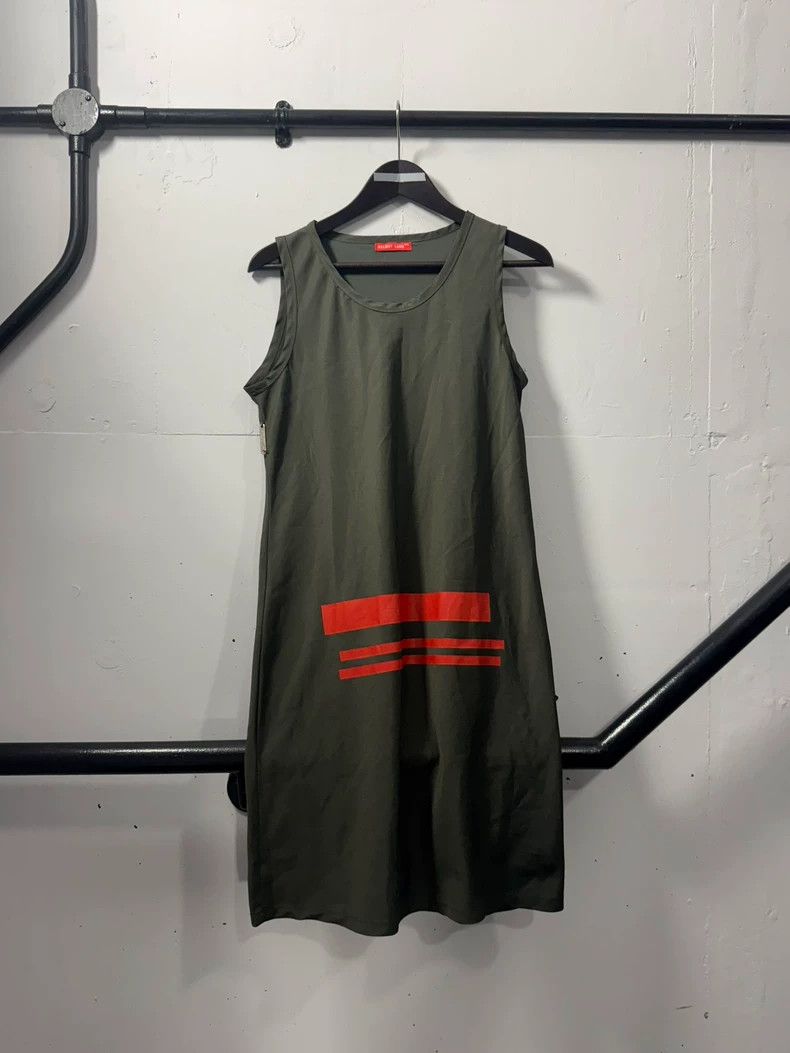 HELMUT LANG Red-and-Gold Print Long Dress