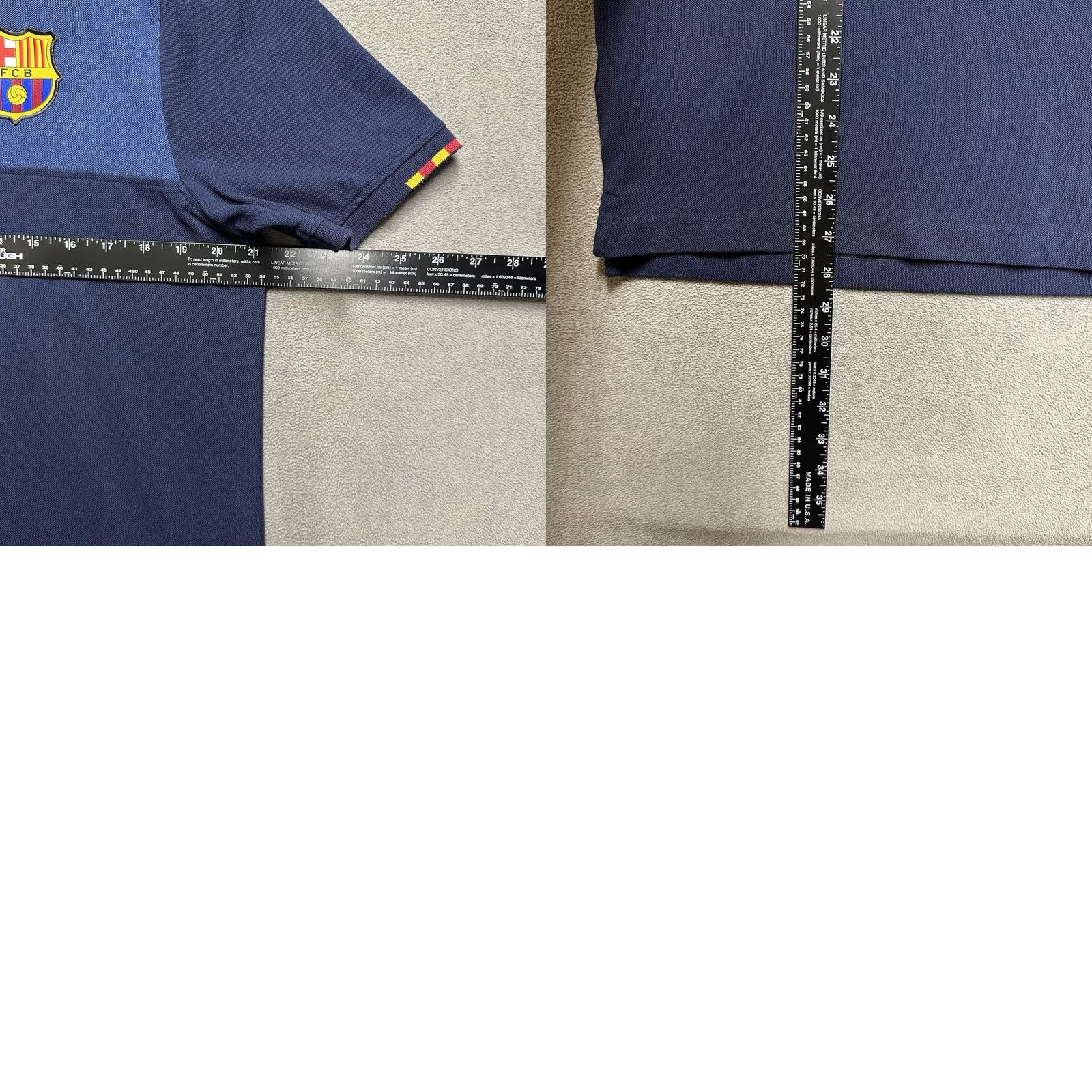 Vintage FC Barcelona Shirt Mens Large Blue Short Sleeve Polo Barca FCB Futbol Soccer EUC Size US L / EU 52-54 / 3 - 8 Thumbnail