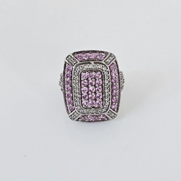 Other Genuine Pink Sapphire & White Zircon Ring Sterling Size ONE SIZE - 1 Thumbnail